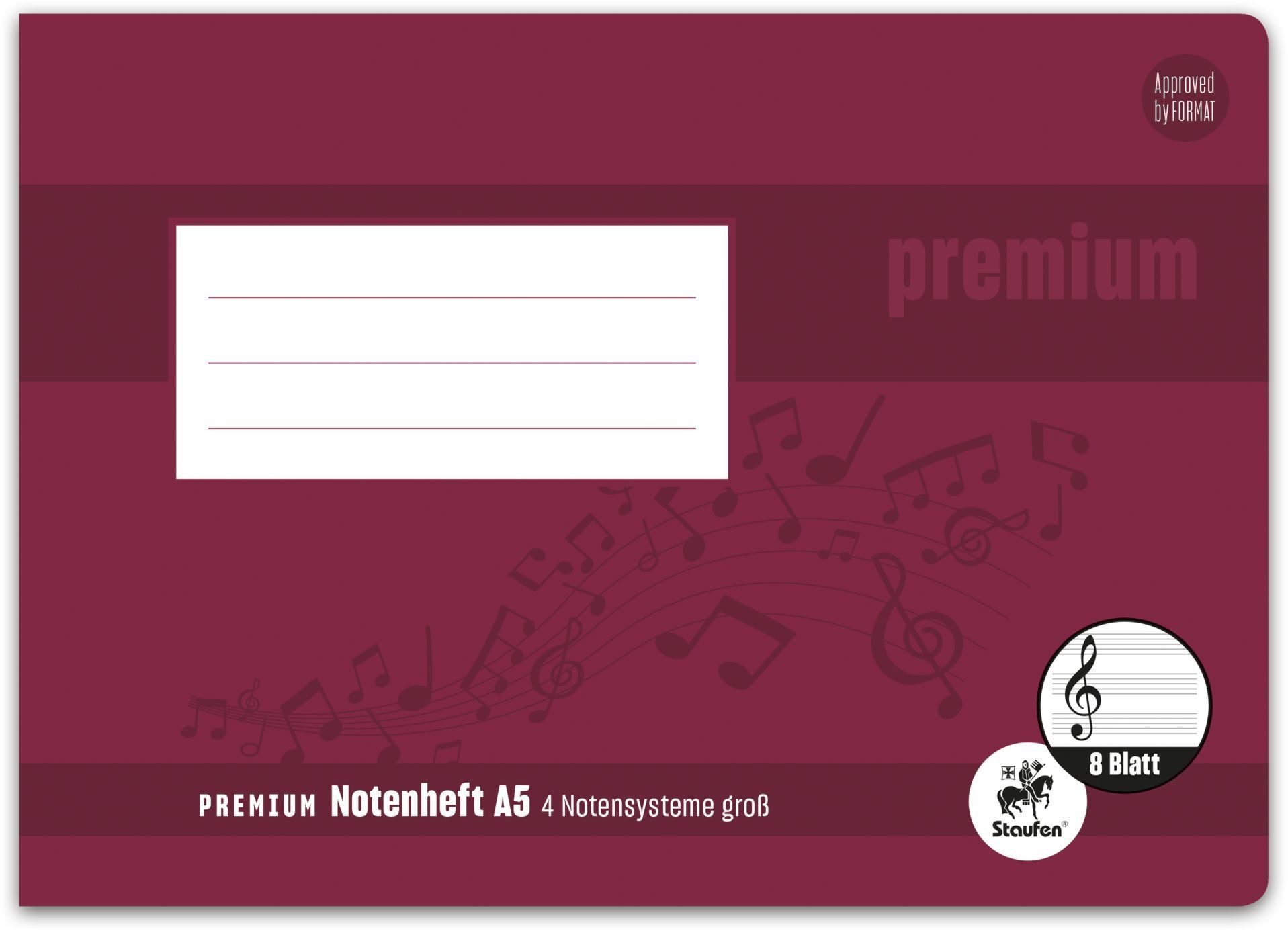 Staufen Schulheft Notenheft A5 quer 8 Blatt