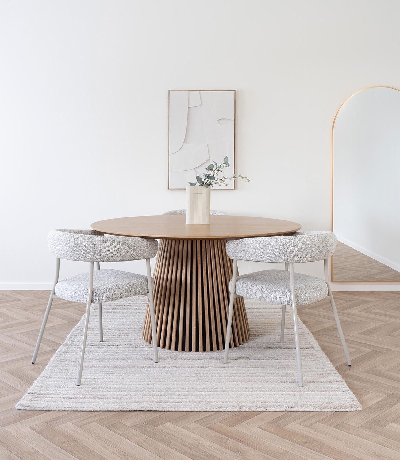 House Nordic Esszimmerstuhl TRIVIO DINING, Grau, Sandgrau, Stoffbezug, (1 St), Stahlgestell, gepolsterte Armlehnen, B 58 x H 77 x T 56 cm