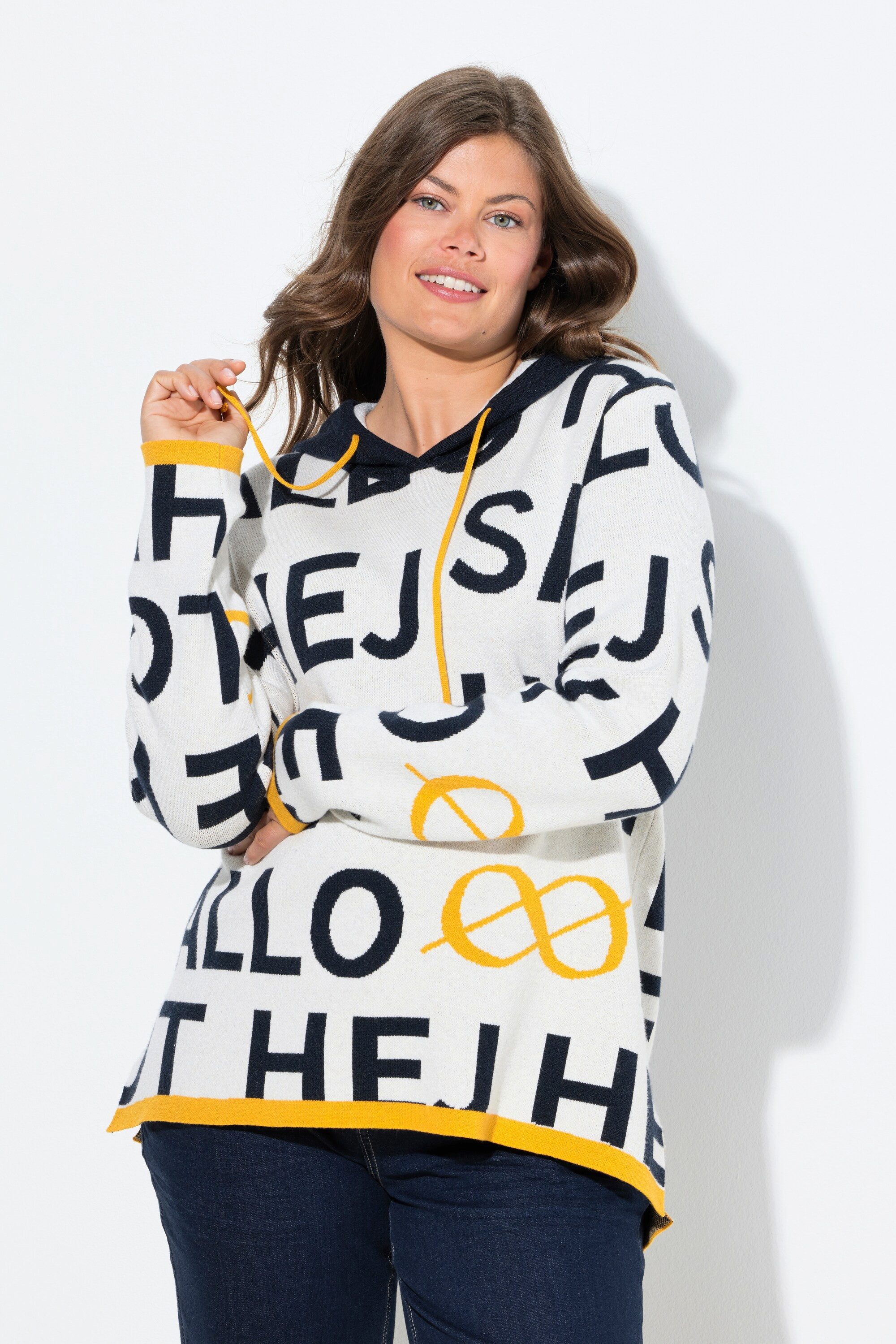 Laurasøn Strickpullover Jaquardpullover Langarm Kapuze günstig online kaufen