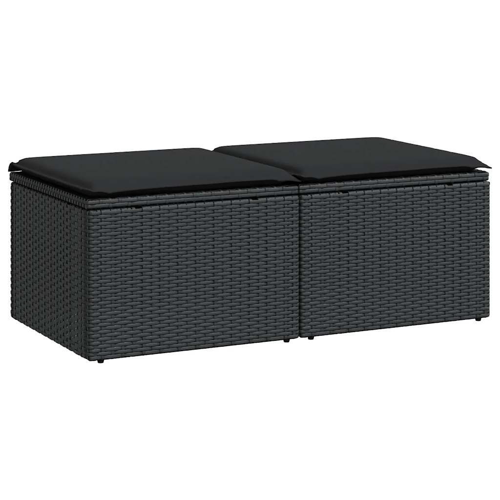 vidaXL Gartenlounge-Set 2-tlg. Garten-Sofagarnitur mit Kissen Schwarz Poly günstig online kaufen