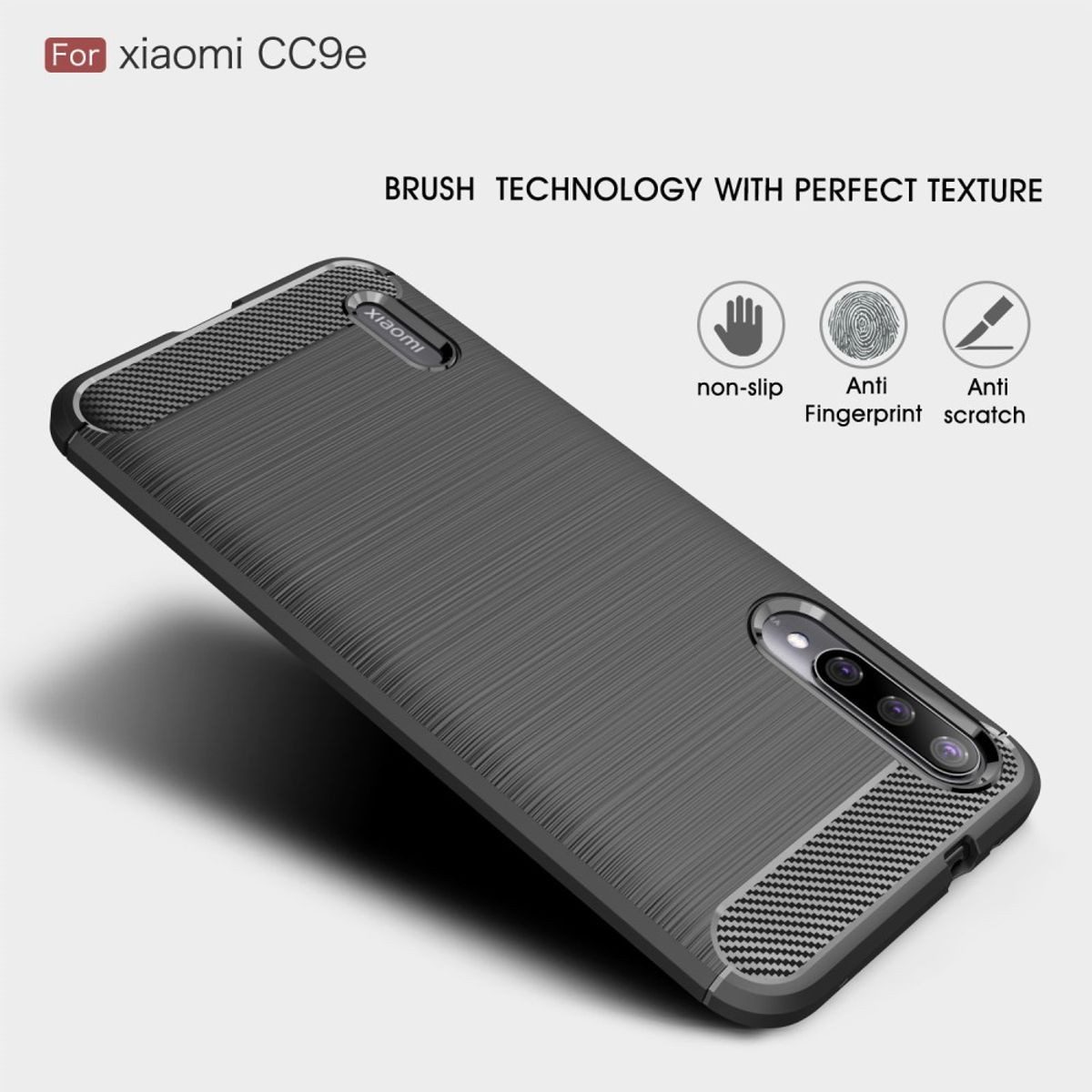 König Design Handyhülle Xiaomi Mi A3, Xiaomi Mi A3 Handyhülle Carbon Optik Backcover Blau