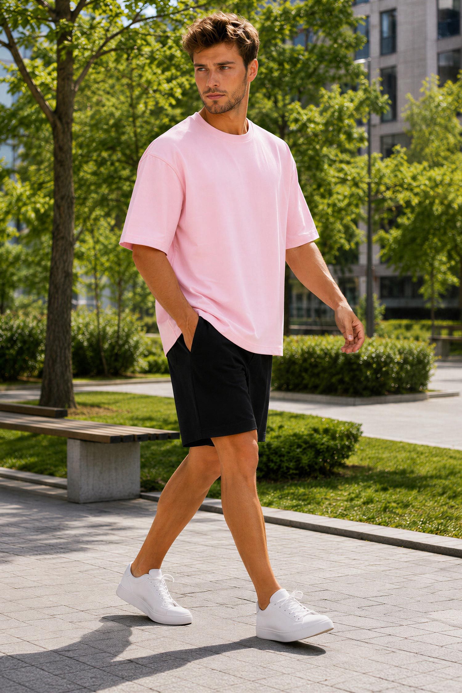 Reichstadt T-Shirt Herren Regular Fit Kurzarmshirt Shoulder Drop 25RS071 in kräftigen Farben
