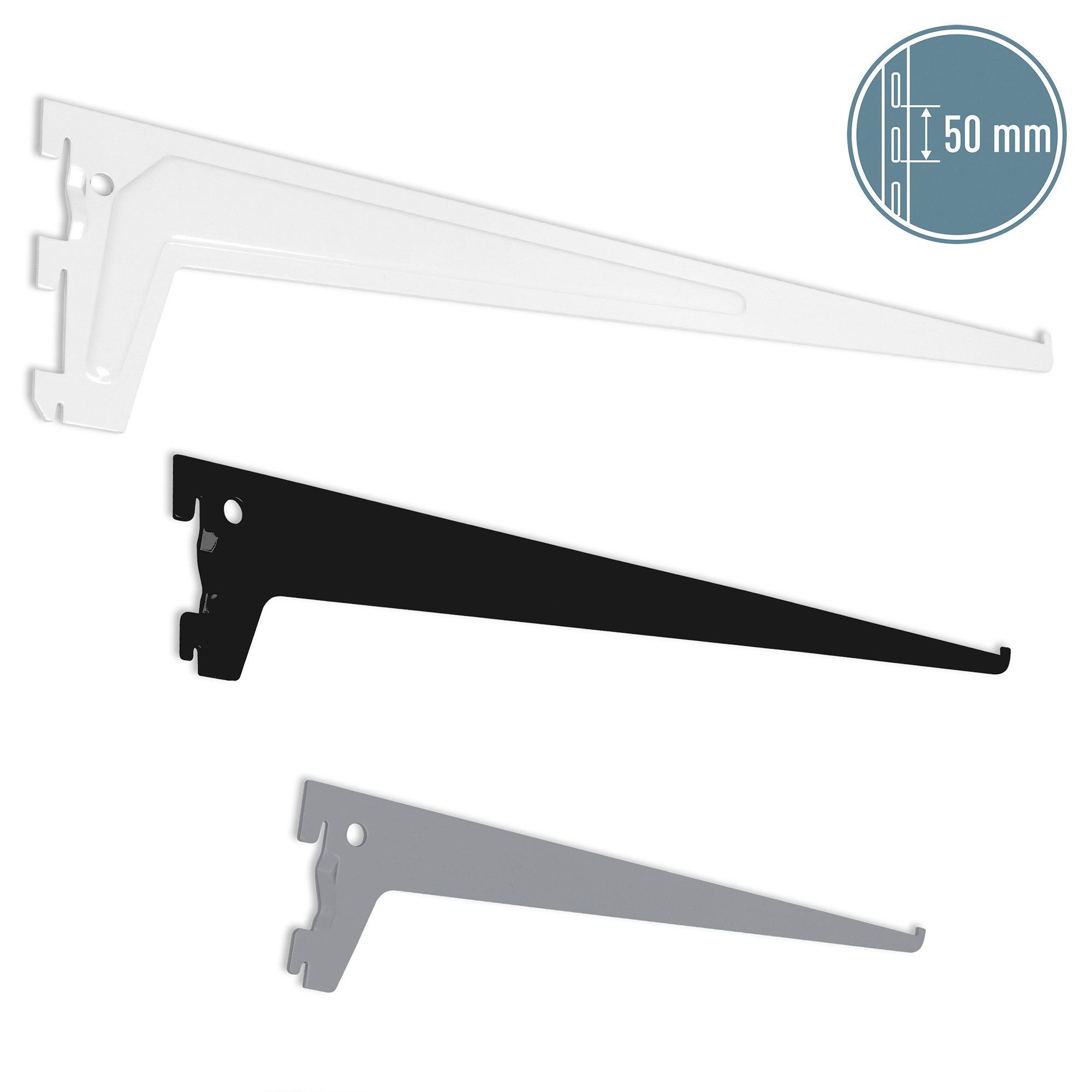 ib style Wandregal Regalbodenträger Regalträger 1-reihig weiß 25cm, Raster 50mm