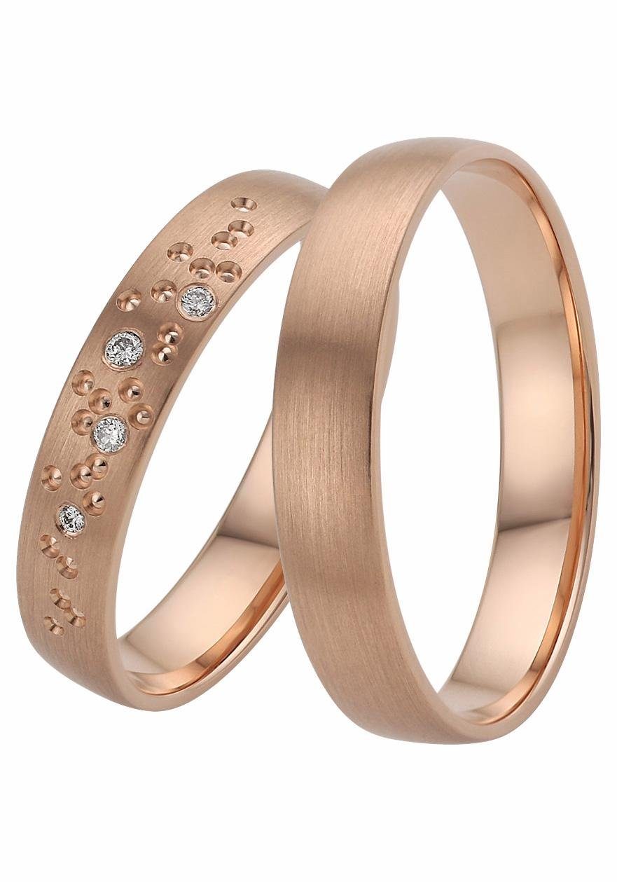 Firetti Trauring Schmuck Geschenk Gold 375 Hochzeit Ehering "LIEBE" Sterne, Made in Germany - mit o. ohne Brillanten/Diamanten roségoldfarben