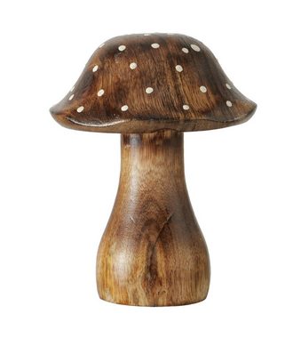 Spetebo Dekofigur Mangoholz Deko Pilze 3er Set - 10 / 8 / 7 cm (3 St), Holz Fliegenpilz Figur zur Herbst Dekoration