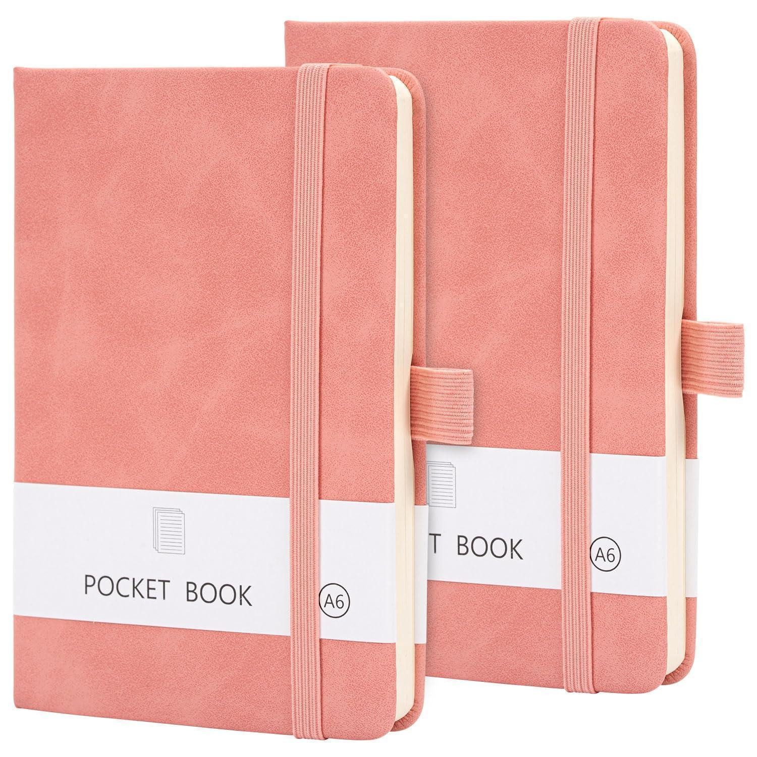 LuxusKollektion Notizblock Mini Notizbuch A6 2 Stk Rosa 9.5x14.5cm in Lederoptik