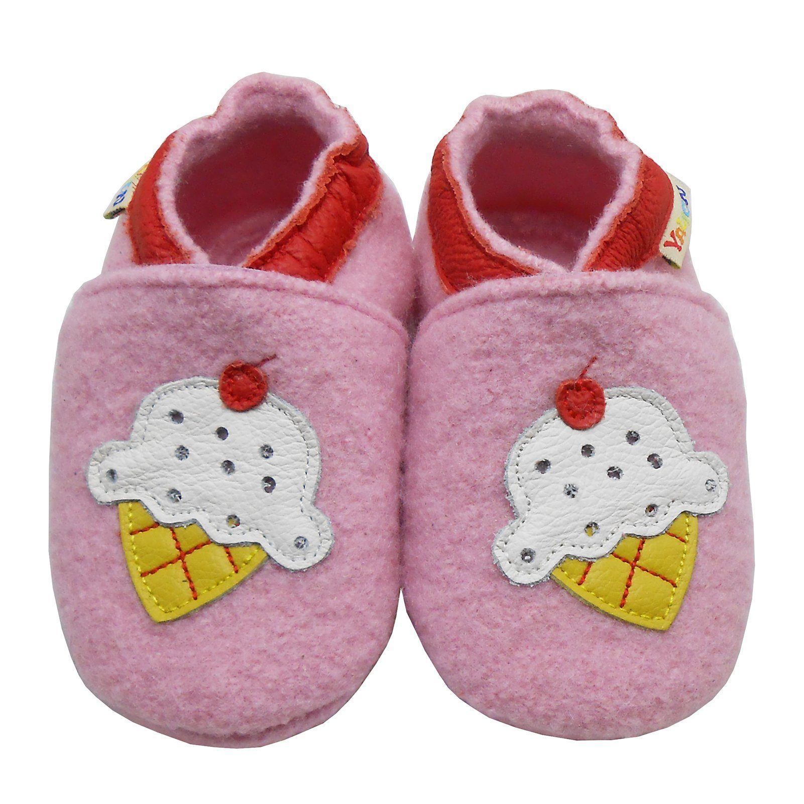 Yalion Yalion Baby Hausschuhe aus 100 % Schafwolle, Rosa Krabbelschuh – Bild 2 von 4