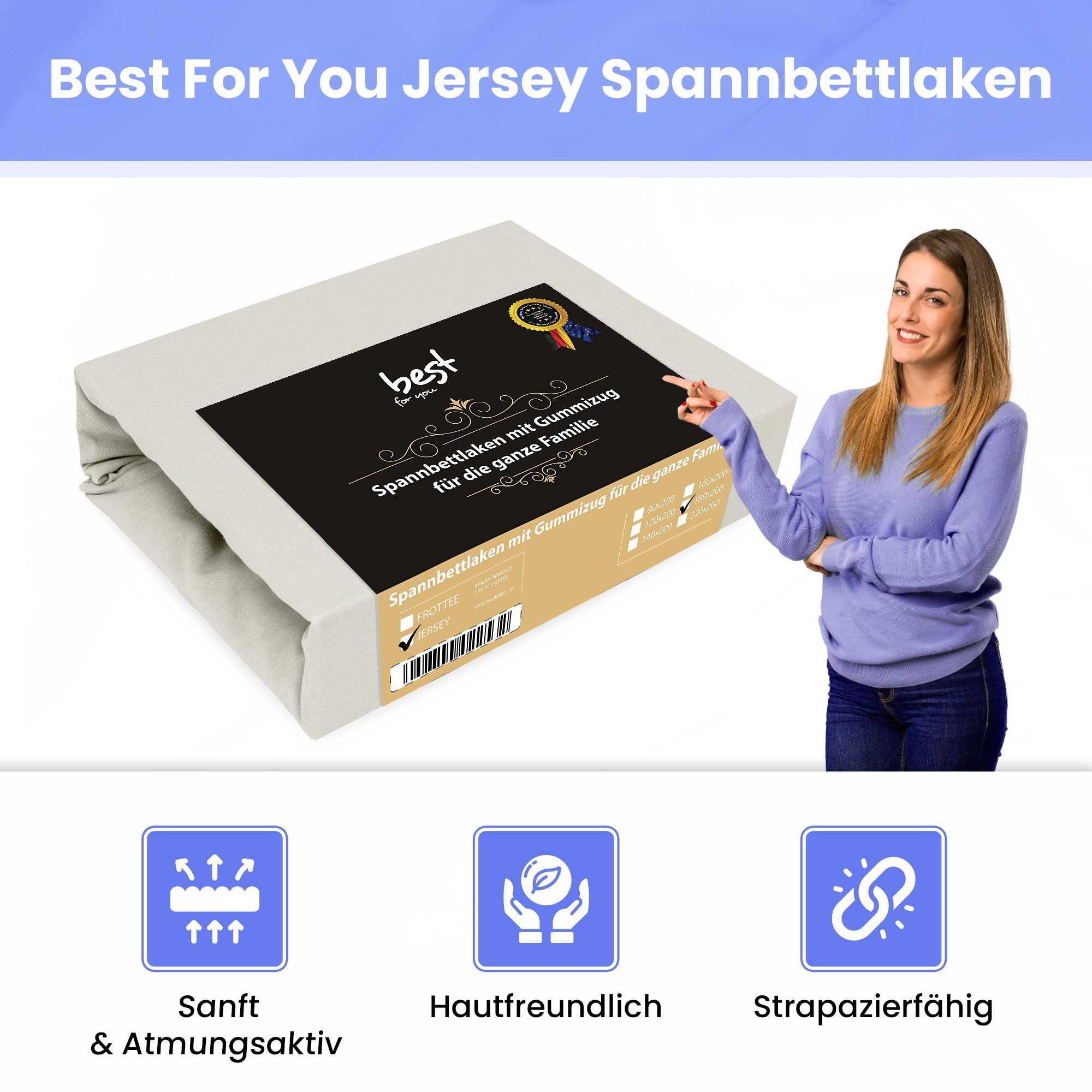 Best for You Spannbettlaken Jersey-Spannbettlaken – kuscheliger Schlafkomfo günstig online kaufen