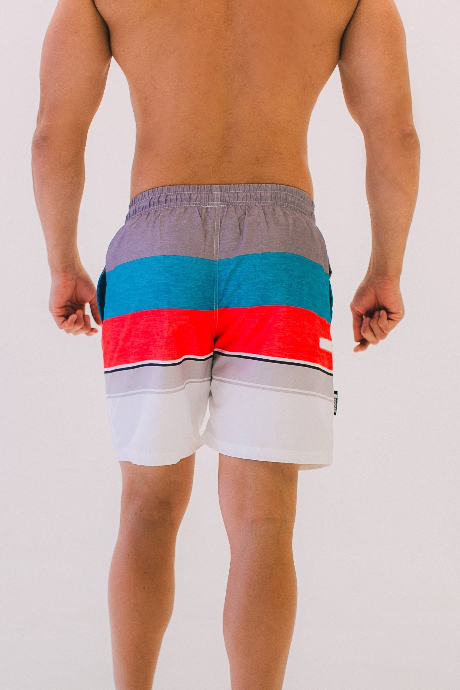 Badehose Kordelzug Badehose Luvanni Boardshorts Beachshorts Herren mit Schnelltrocknende Badeshorts Grau-Rot-Blau Schwimmhose