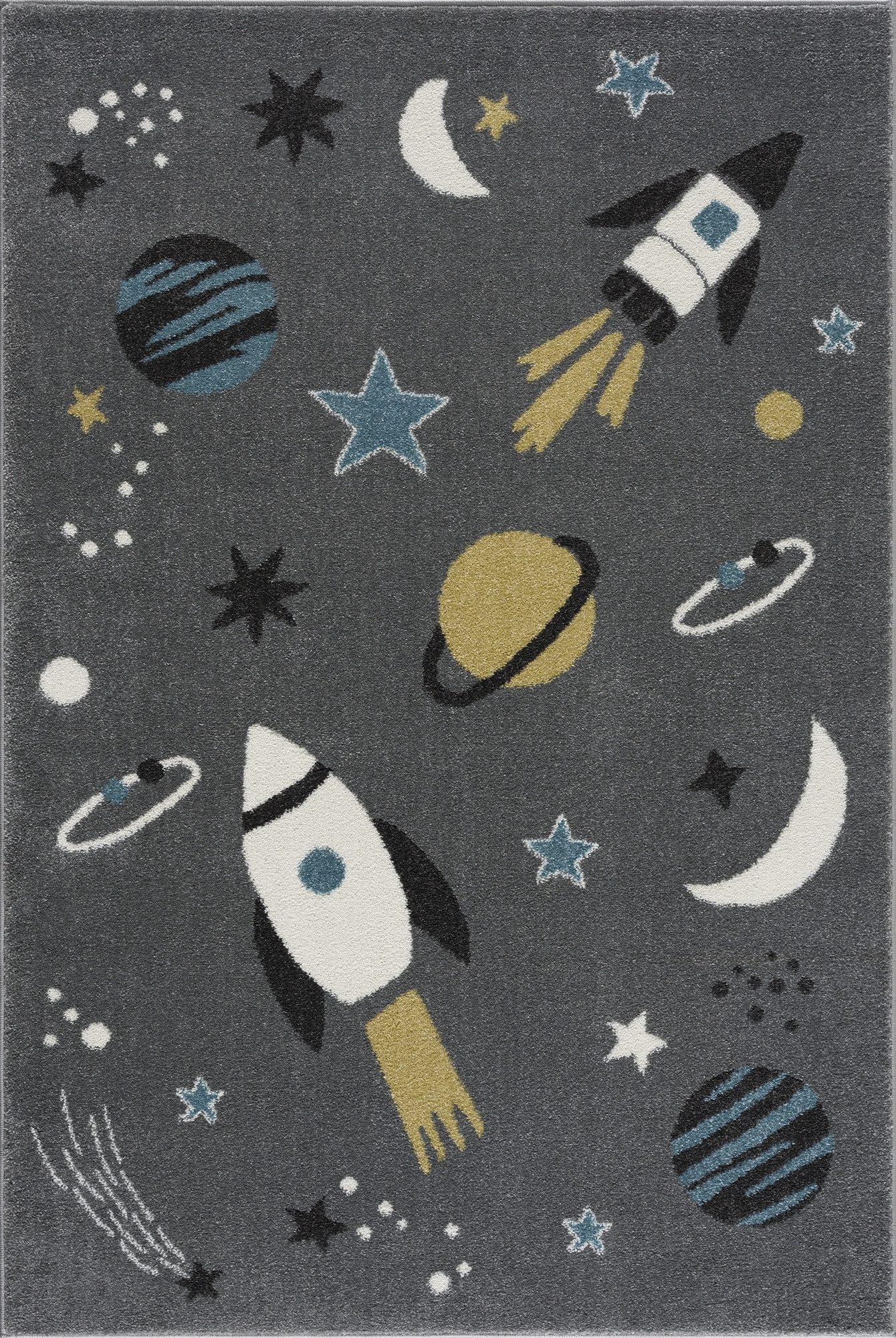 Scandicliving Kinderteppich Teppich, Space silbergrau, 120x180 cm, rechteckig
