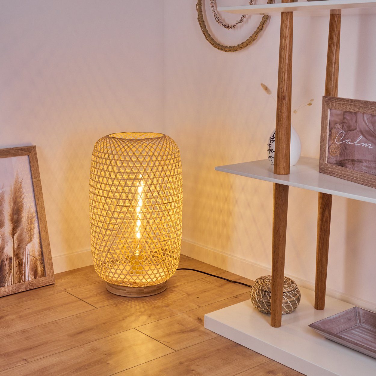 E27 Leuchtmittel, aus »Bergeggi« Bodenlampe Fußschalter, Bambus Lichteffekt ohne Stehlampe u. Natur, hofstein in