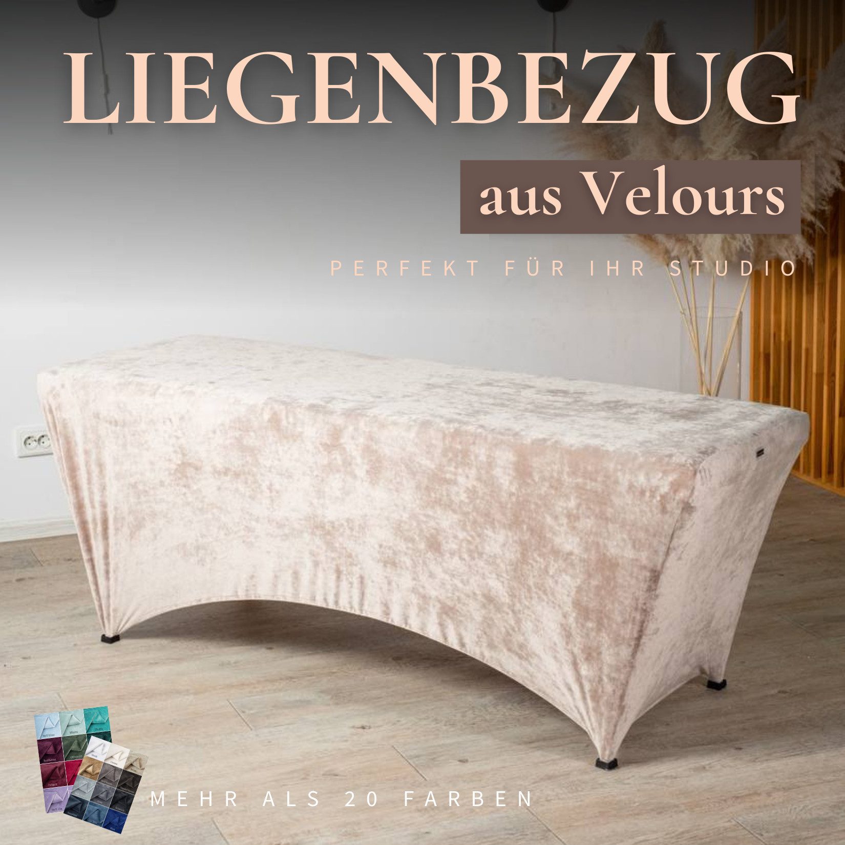 STM Company Massageliege Verlängerter Liegenbezug aus Velours für Kosmetikliege & Massageliege (Elastischer Spannbezug mit Fußaussparung), 180x60 cm/ 190x70 cm