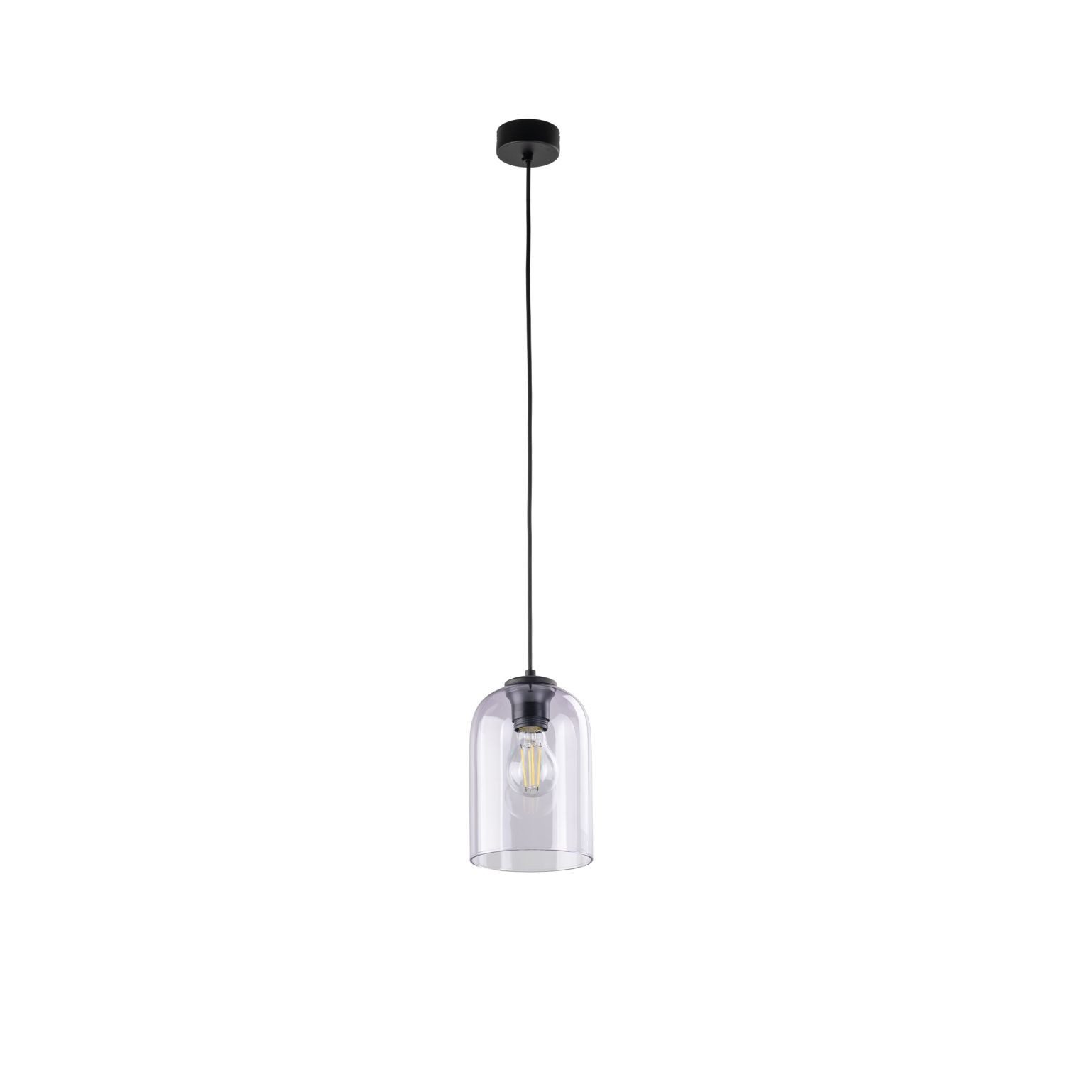 Licht-Erlebnisse Pendelleuchte LUNEX, ohne Leuchtmittel, Metall Glas E27 rund Ø 14 cm H: max. 160 cm Schwarz Lila Modern