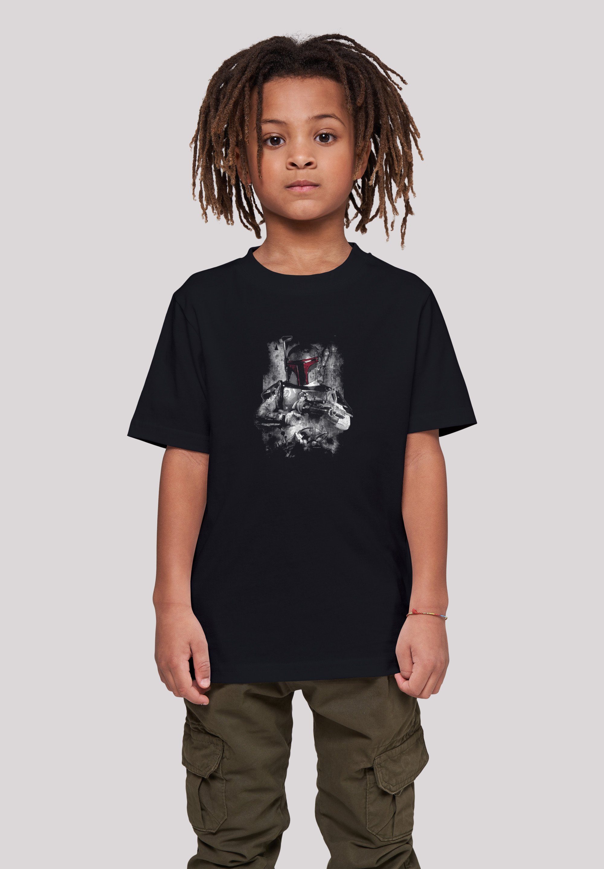 Print, hohem T-Shirt Boba mit Sehr Star F4NT4STIC weicher Distressed Baumwollstoff Tragekomfort Fett Wars