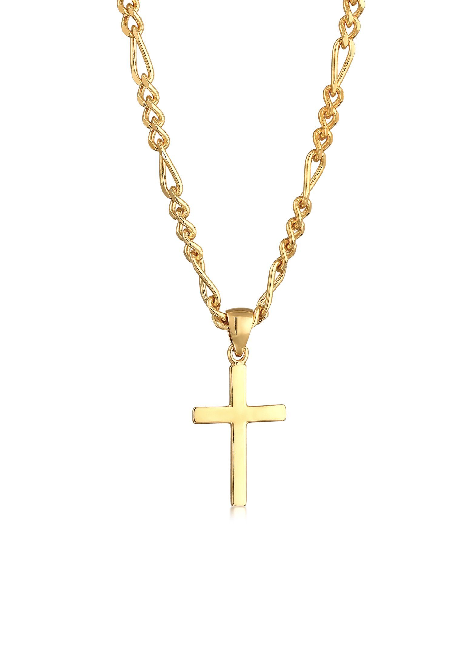 Kuzzoi Lange Kette Herren Figarokette Kreuz 925 Silber