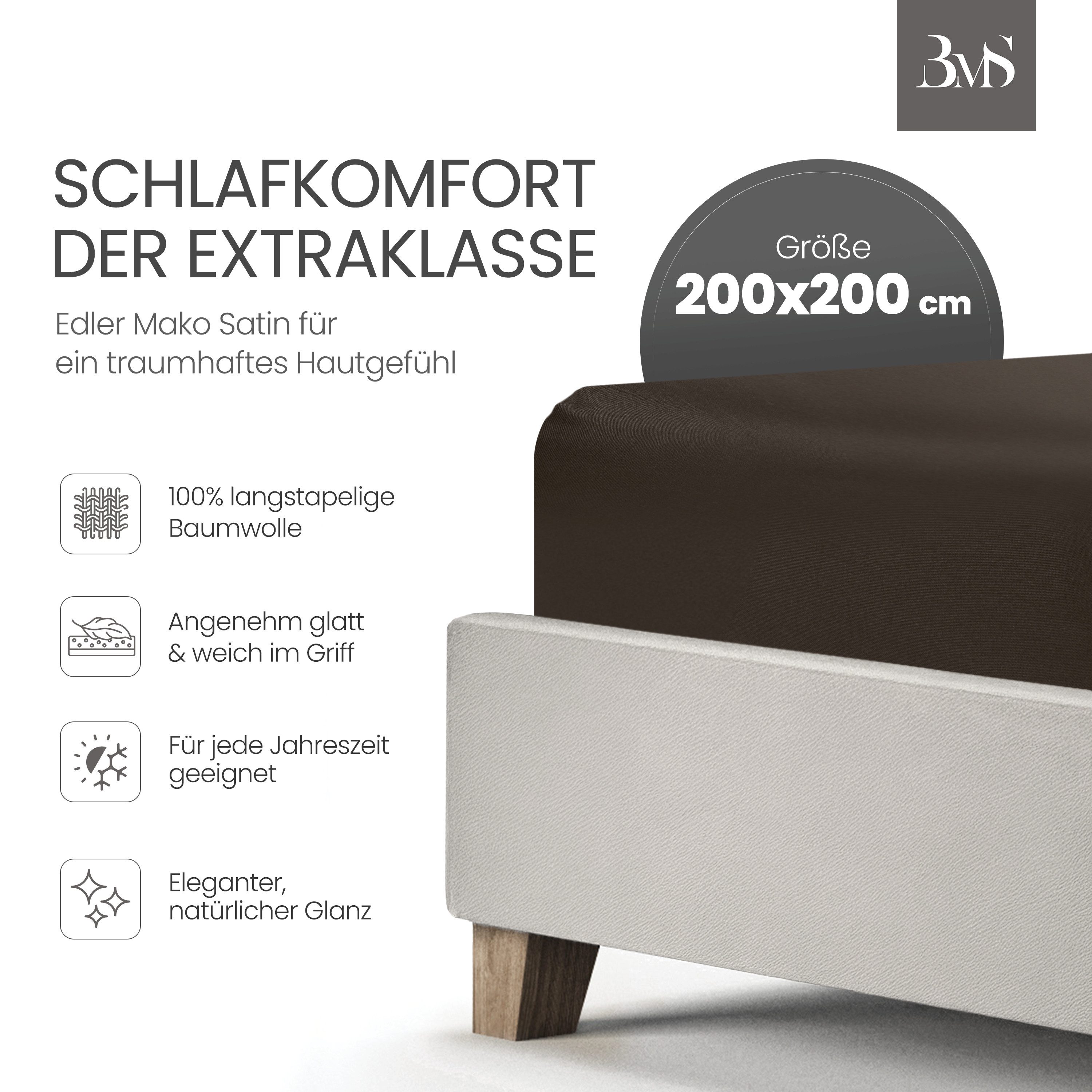 BETTWAESCHE-MIT-STIL Spannbettlaken Mako Satin Spannbettlaken, Topper günstig online kaufen