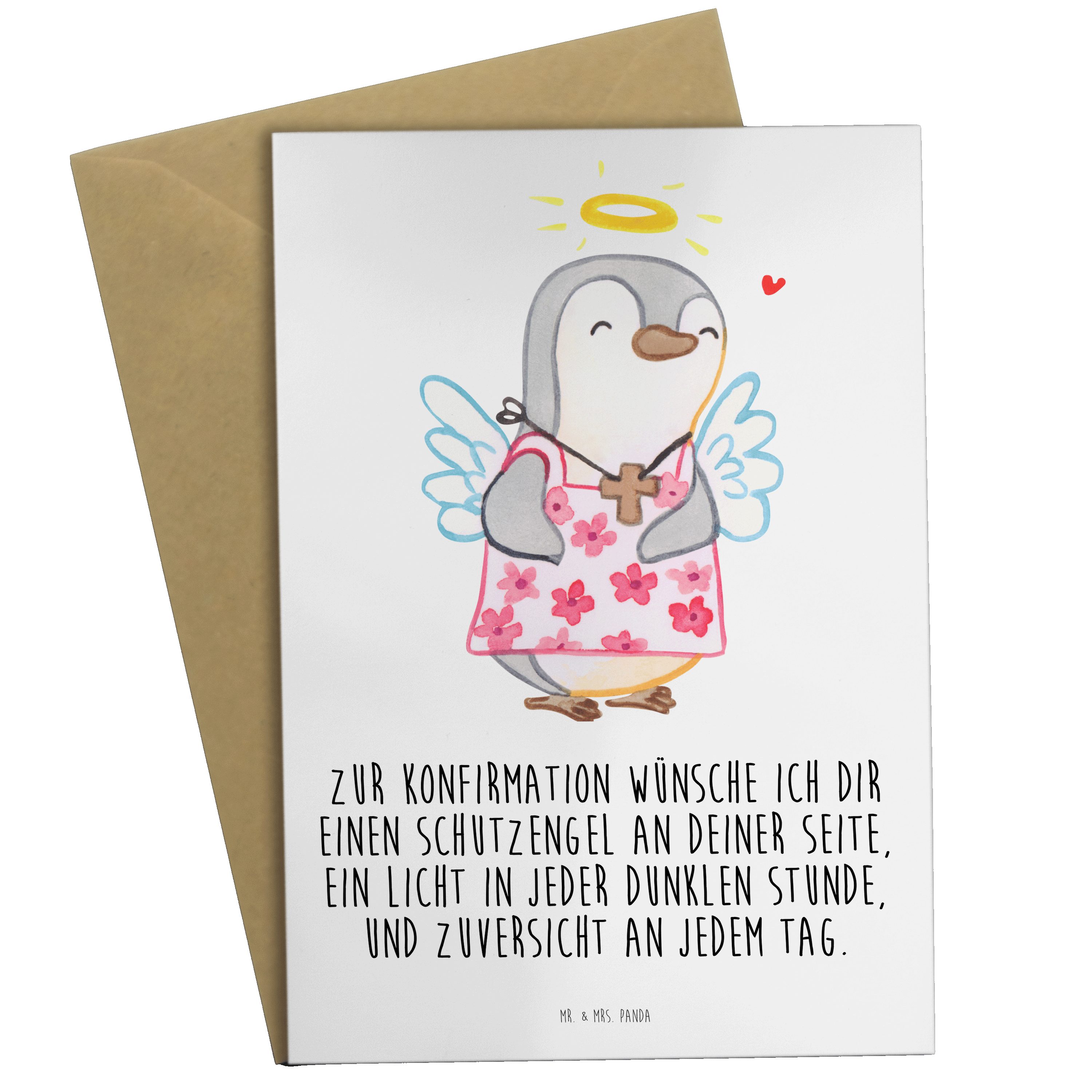 Mr. & Mrs. Panda Grußkarte Geschenk, - Vertrauen, Pinguin Weiß Glückwunschkarte Konfirmation 