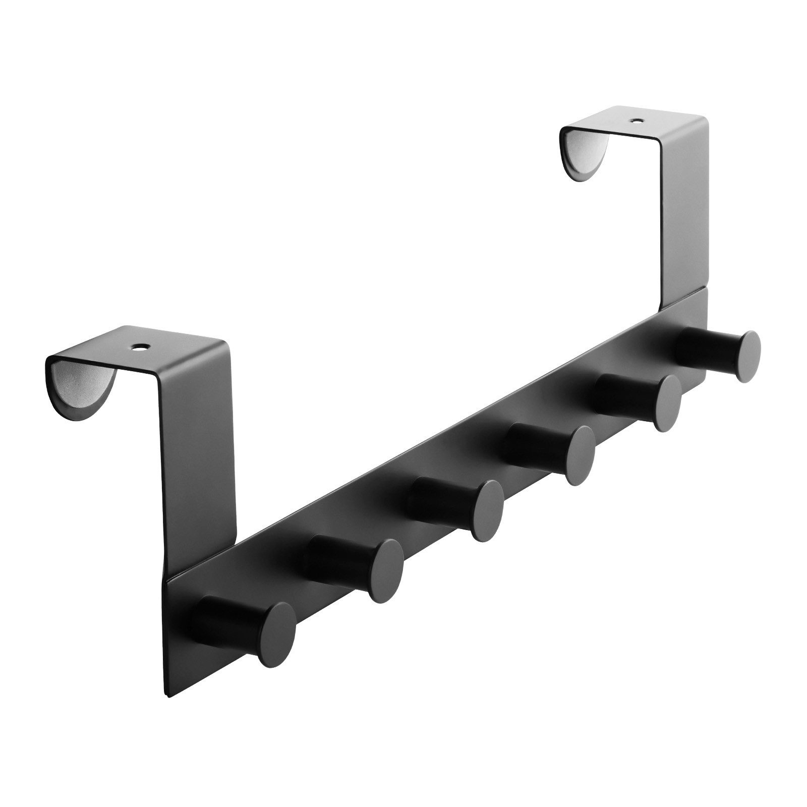 SO-TECH® Türgarderobe Garderobenleiste LINEA 380 x 110 mm, mit 6 Haken Дверной крючок, (1-St), Edelstahl schwarz matt, für 40 mm Türen ohne Falz