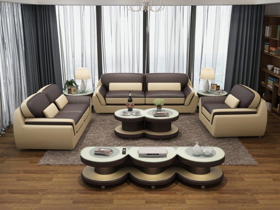 JVmoebel Sofa Ledersofa Couch Sofagarnitur Neu 3+2+1 Sitzer Garnitur Sofa, Made in Europe