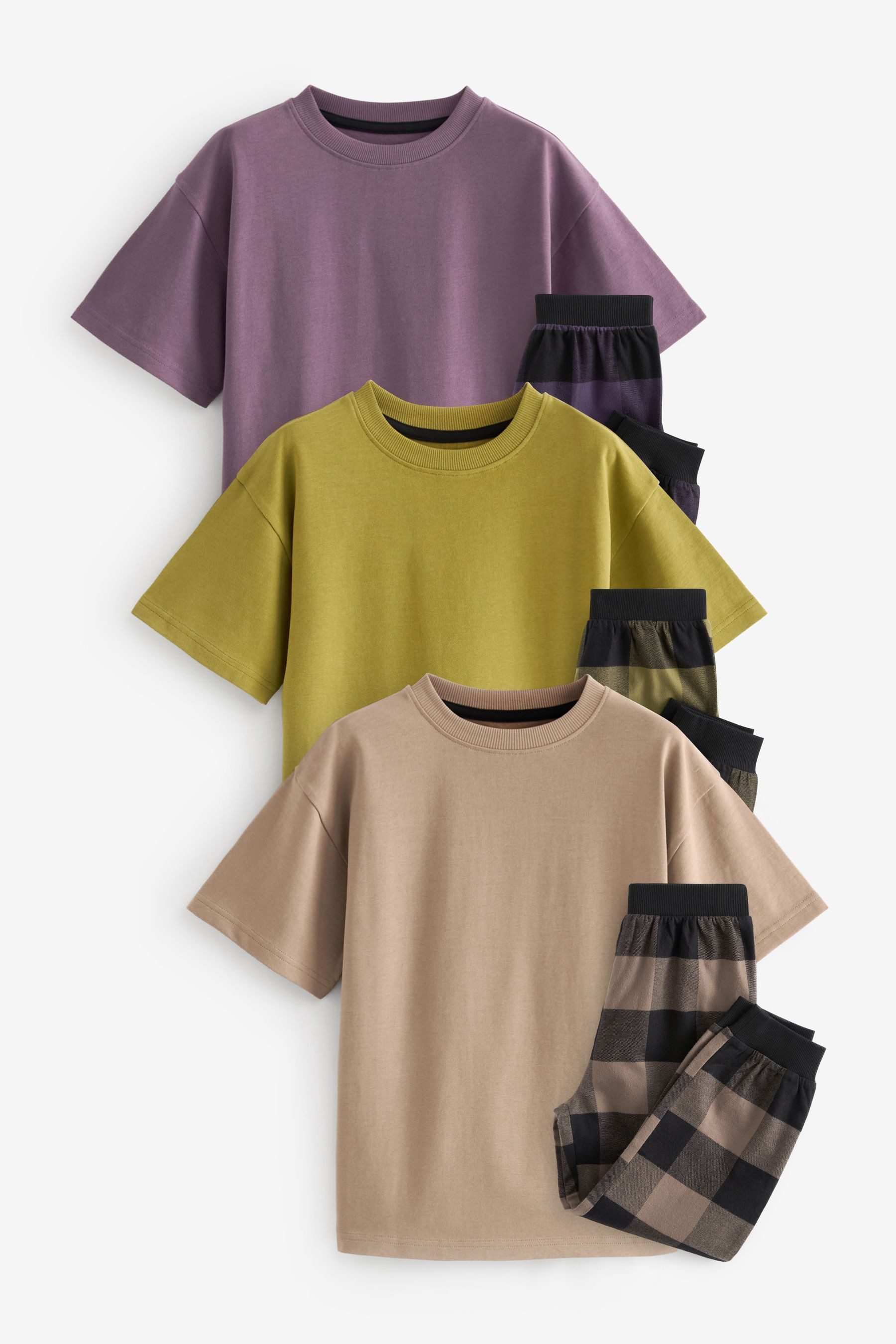 Pyjama Kurzarm-Schlafanzug mit Hose, 3er-Pack