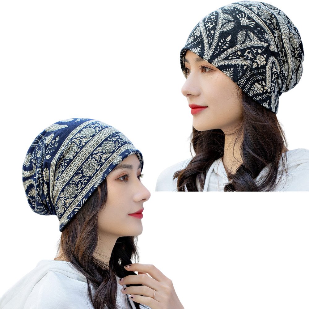 nsihing Turbanmütze Damen Mütze Chemo Hut Slouchy Kopfbedeckungen Kopf Wraps Krebshüte (2-St)