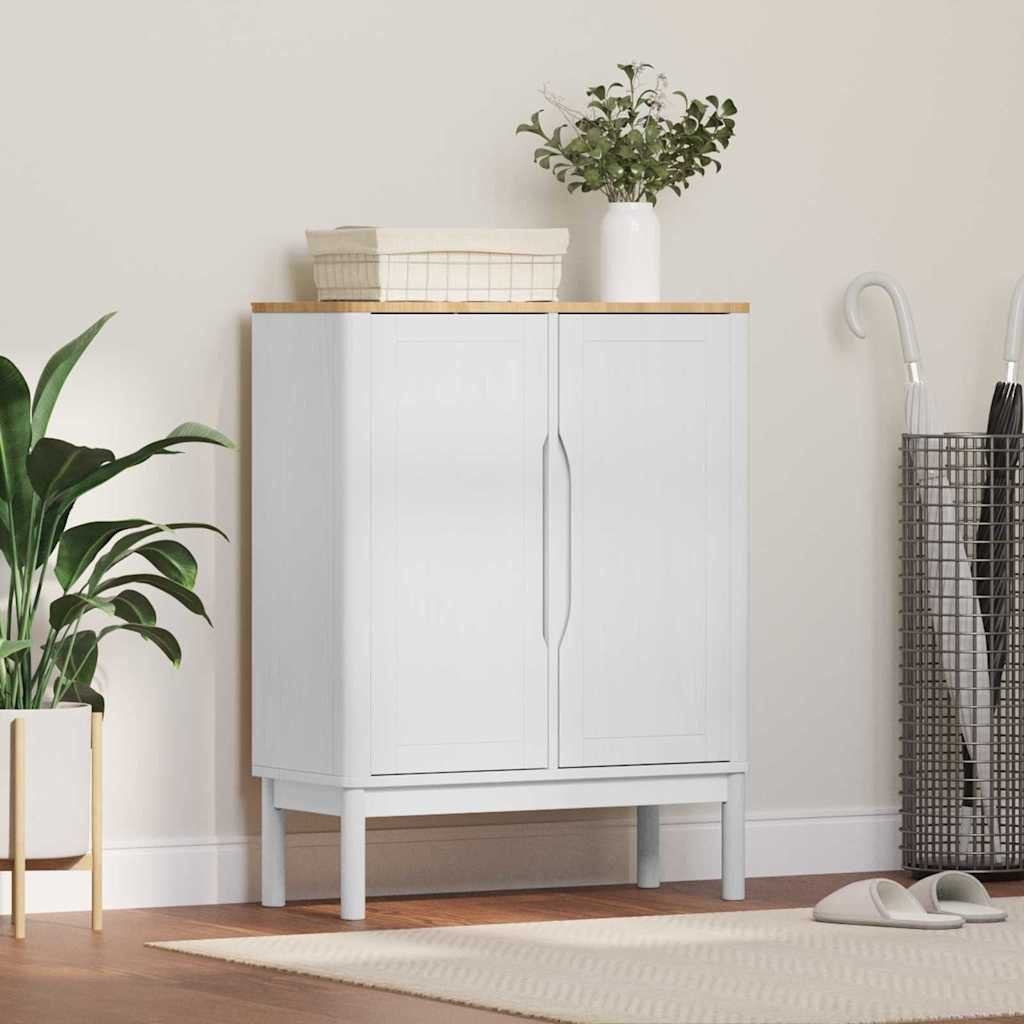 vidaXL Sideboard Sideboard FLORO Weiß 70 x 30 x 70,5 cm Massivholz Kiefer (1 St)