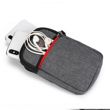 K-S-Trade Handyhülle für Apple iPhone 14 Pro, Holster Gürteltasche Handy Tasche Schutz Hülle grau Zusatzfächer