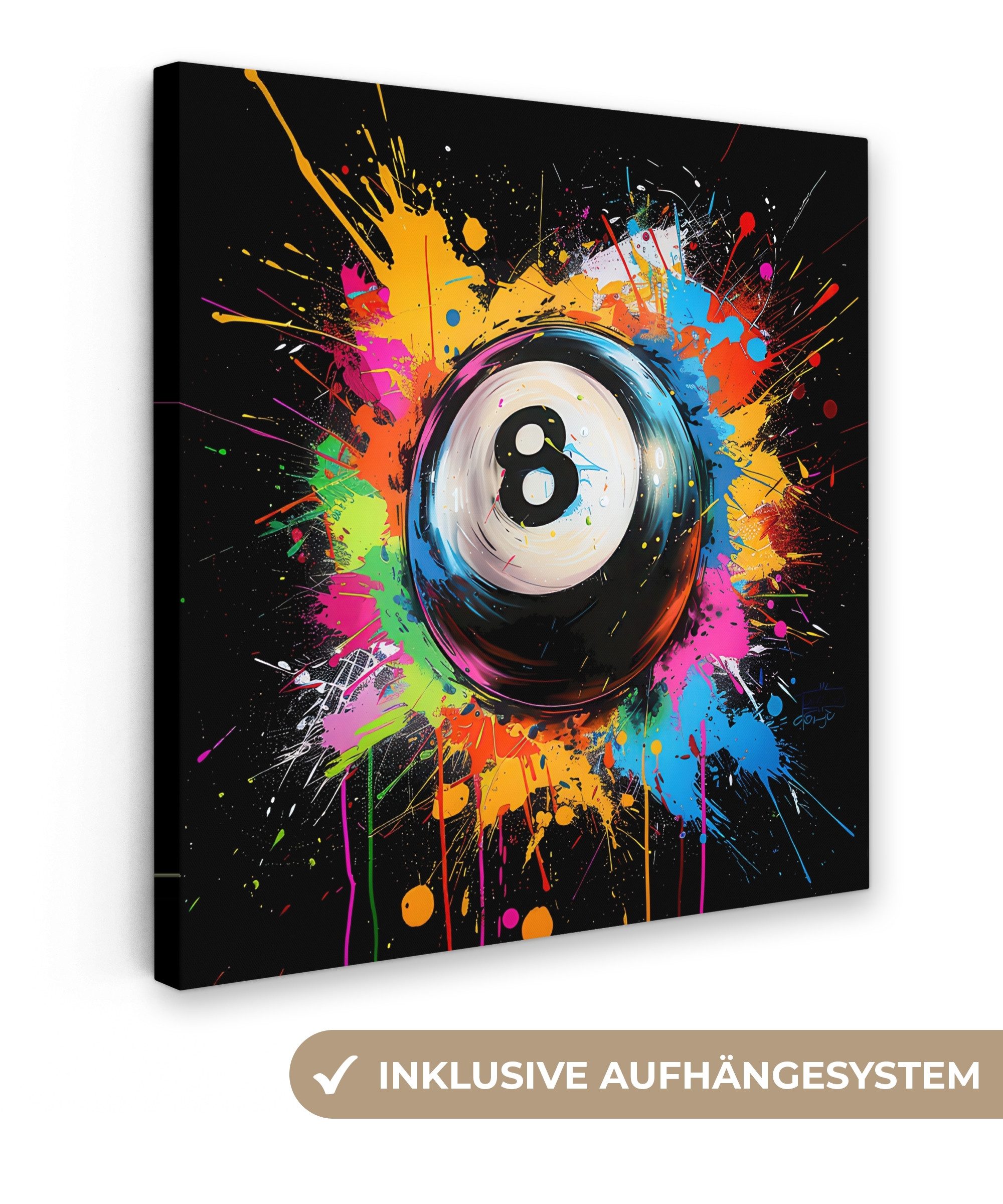 OneMillionCanvasses® Leinwandbild Graffiti - Sport - Billardkugel - Billard günstig online kaufen