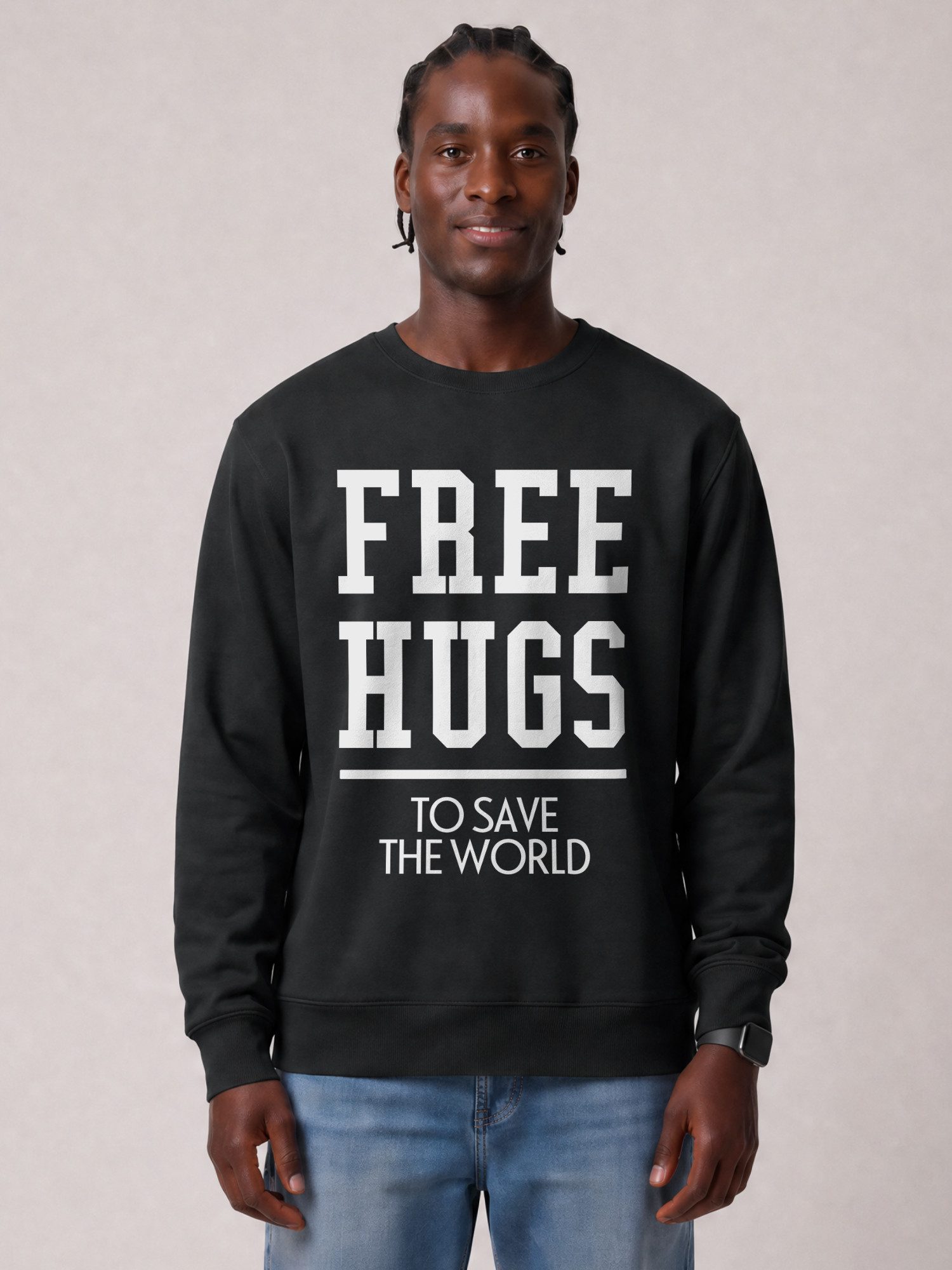 wat? Apparel Sweatshirt Free hugs to save the world