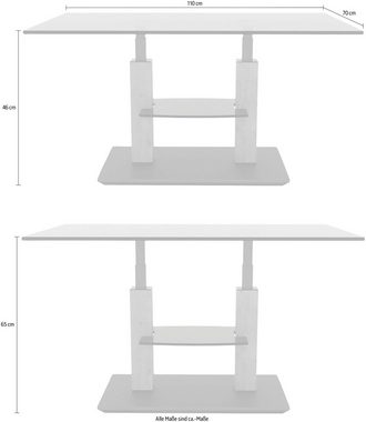 Eve Collection Couchtisch, stufenlos höhenverstellbar, rollbar