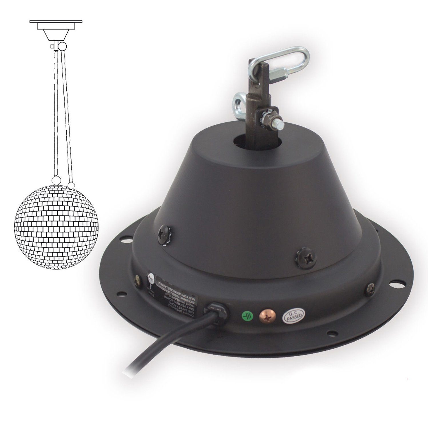 SATISFIRE Discolicht Spiegelkugel Sicherheits Motor 10kg, bis 50cm Kugel, 1,5 U-min