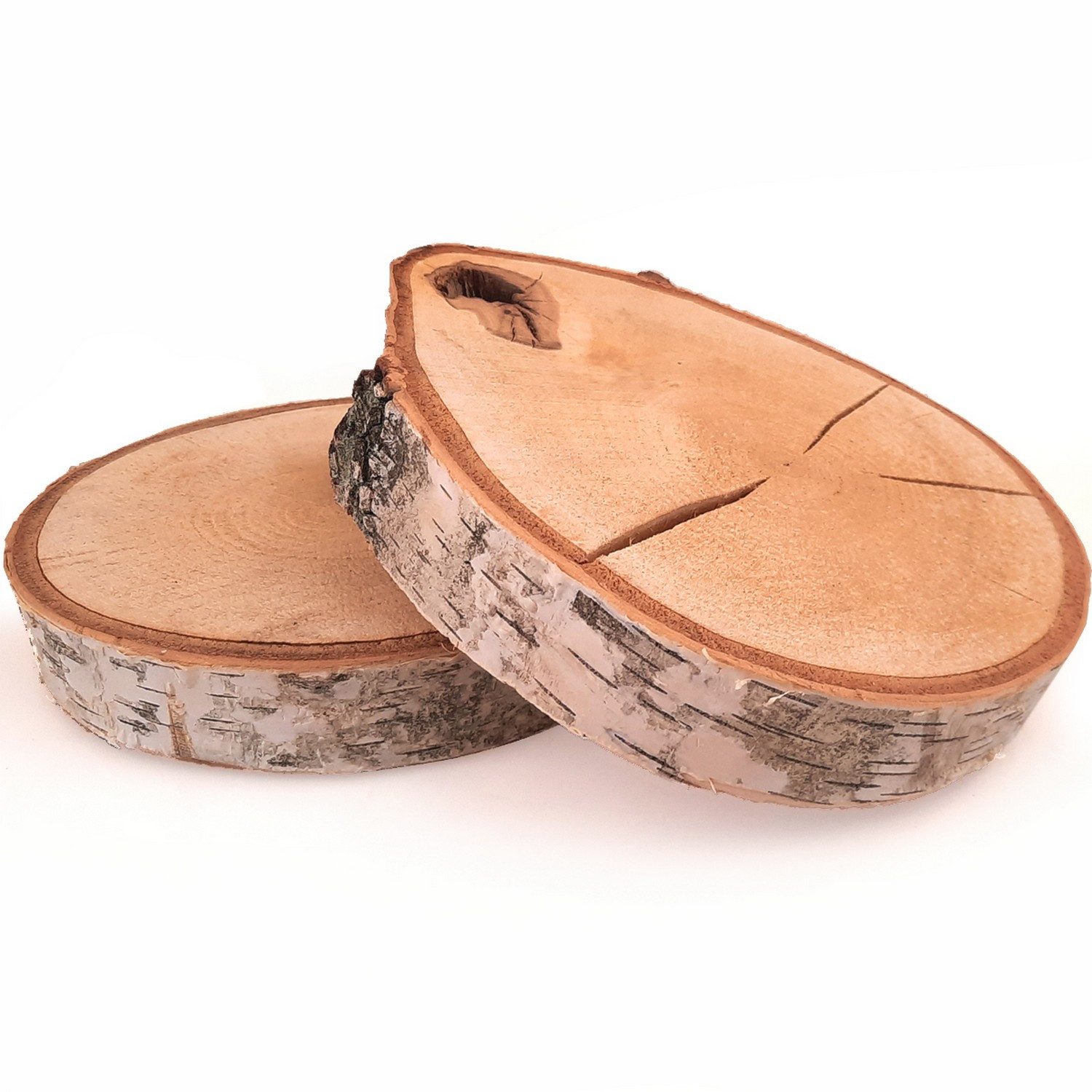 Deko AS Ремеслоaturmaterial Birkenholzscheiben - Natur - unbehandelt - ca.Ø 18-25 cm x ca. 2-3 …, (2-tlg), unregelmäßig geformt Naturprodukt