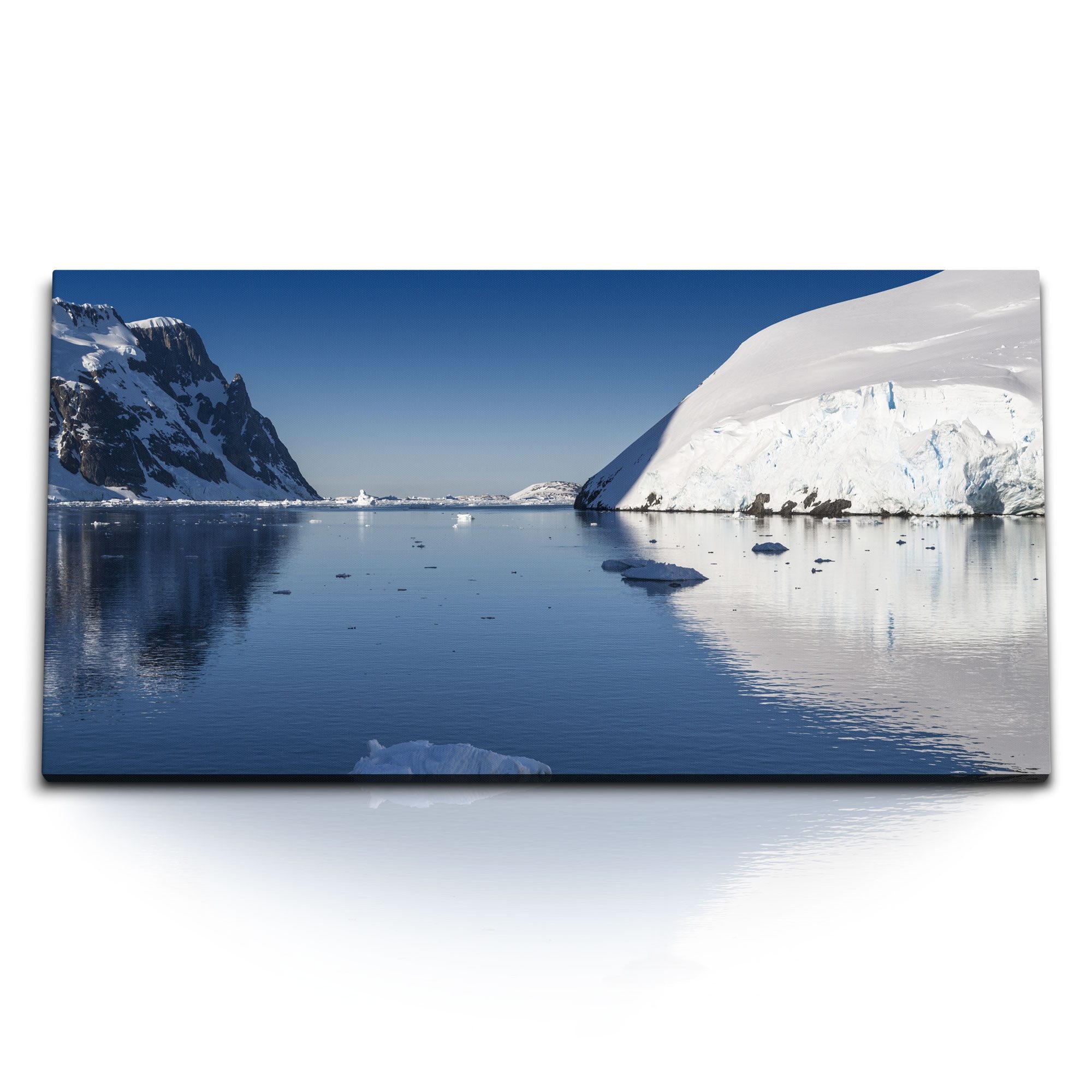 Leinwandbild Kunstdruck Bilder 120x60cm Norwegen Meer Eisberge Natur Berge