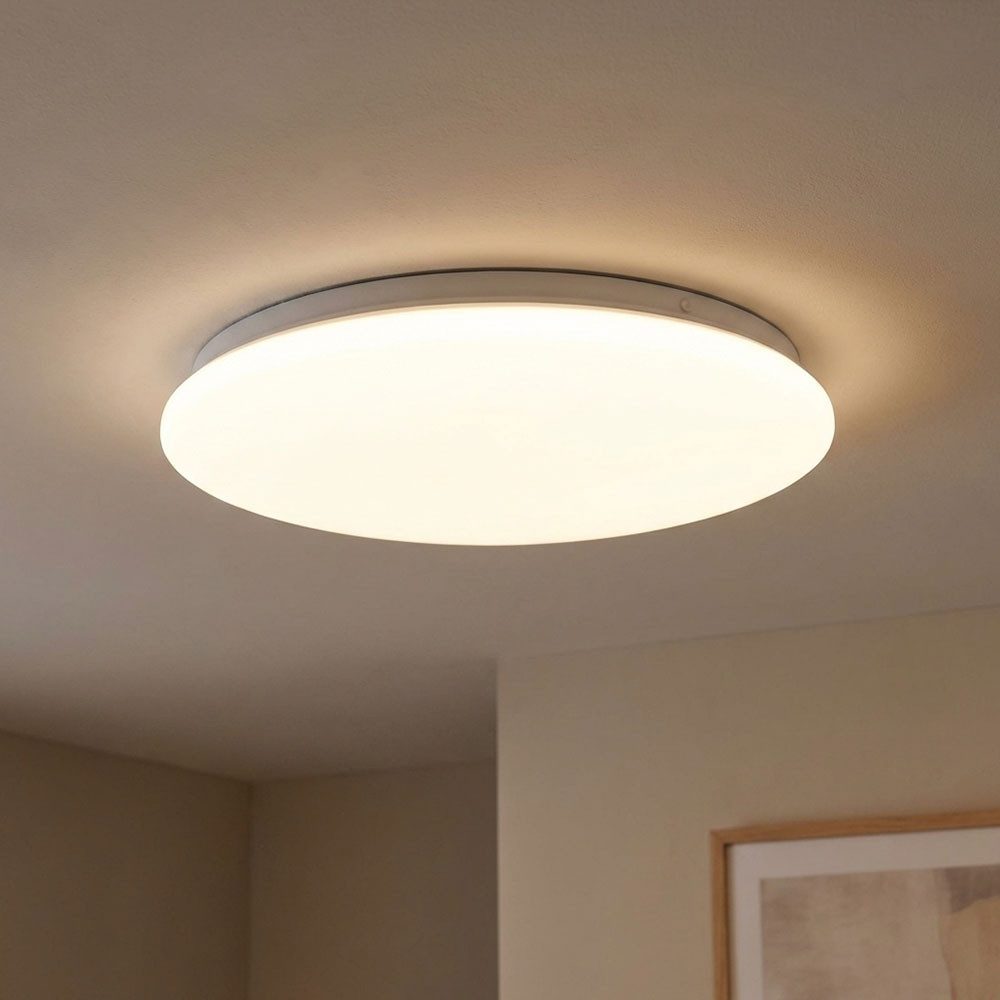 AEG LED Deckenleuchte, LED-Leuchtmittel fest verbaut, Warmweiß, LED Deckenleuchte dimmbar Wohnzimmerleuchte weiß Deckenlampe rund