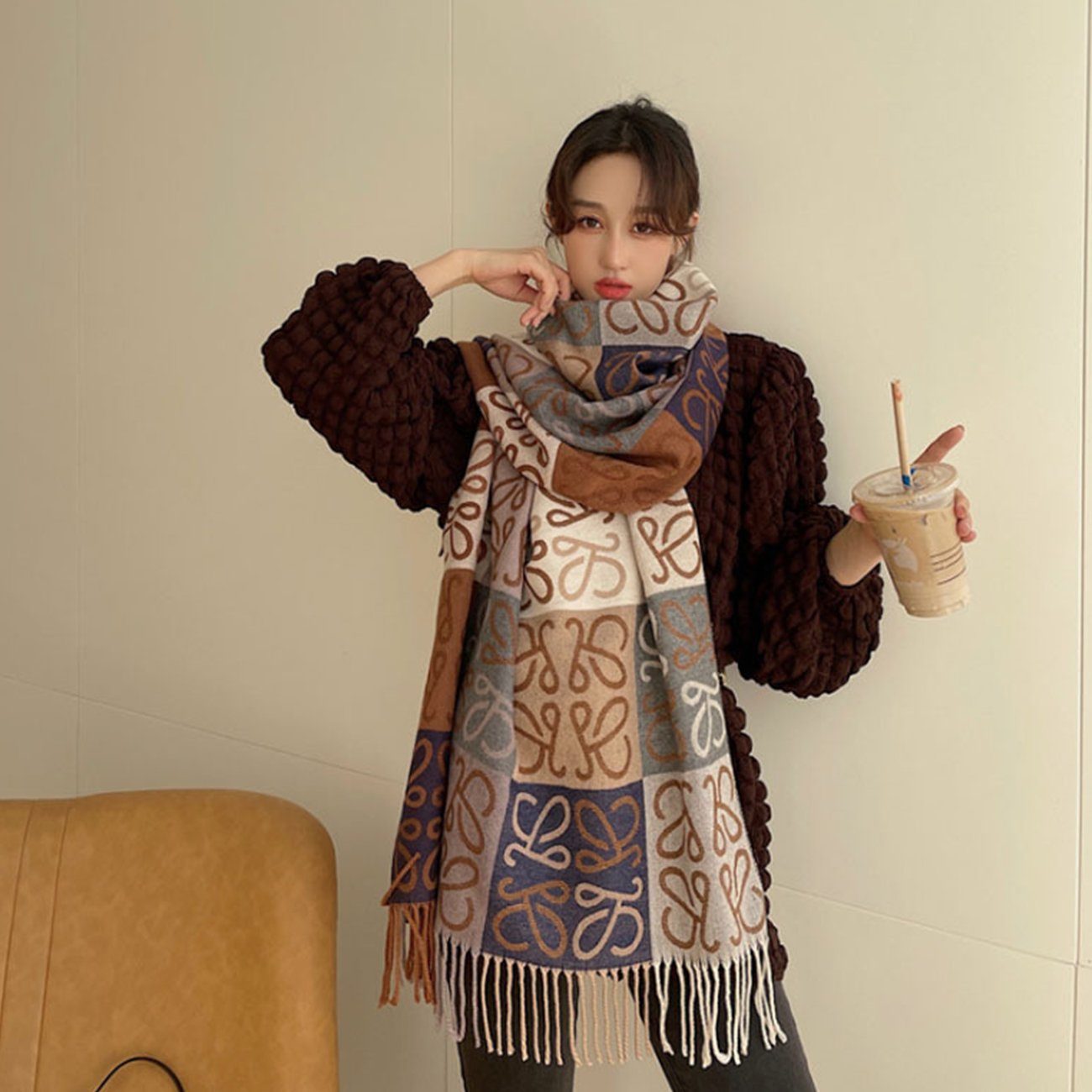 3 für EBUY modischer Damen und Warmer Stil Modeschal Winterschal