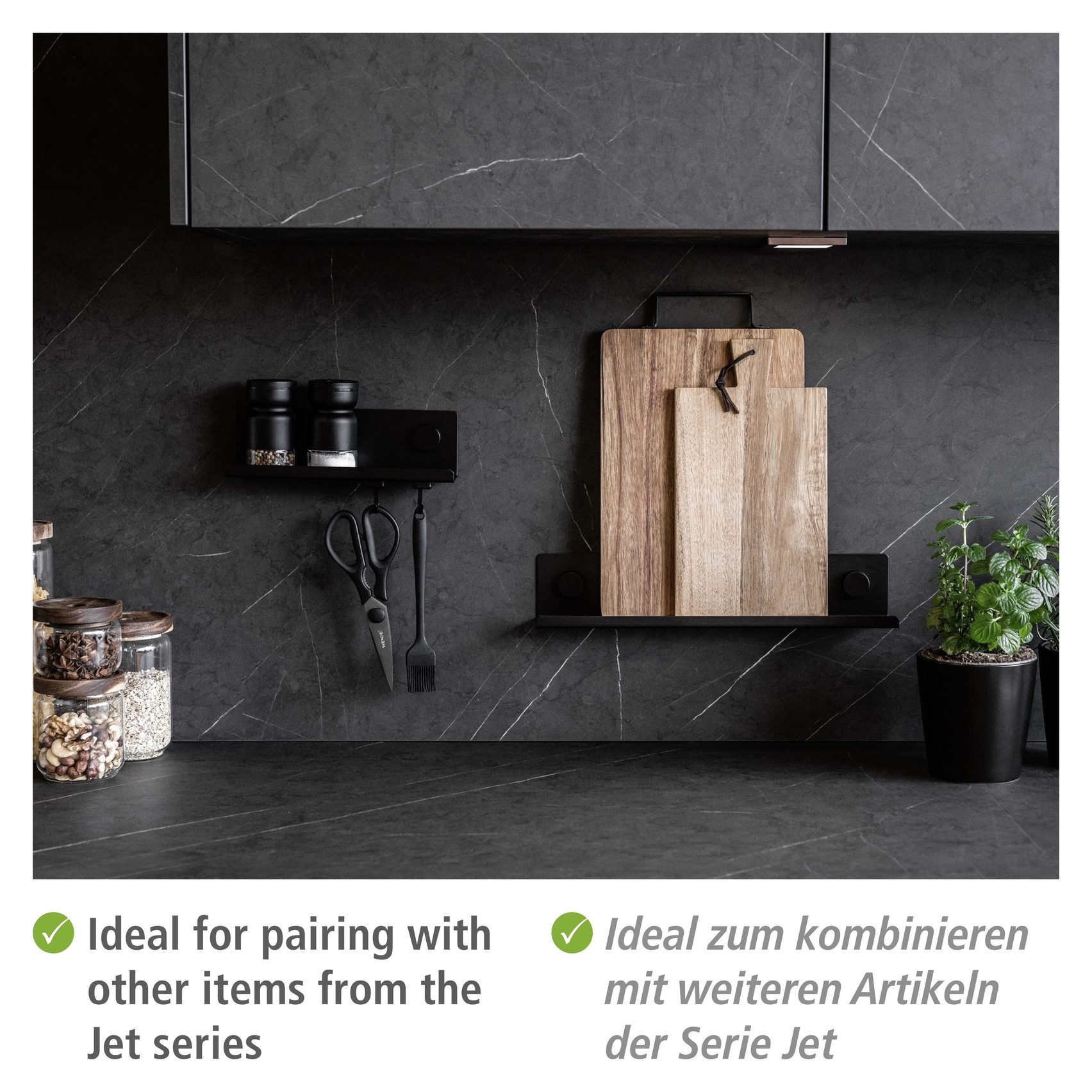 WENKO Gewürzregal Modell Jet, Regal für die Wand, Industrial Style, pulverbeschichtetes Metall