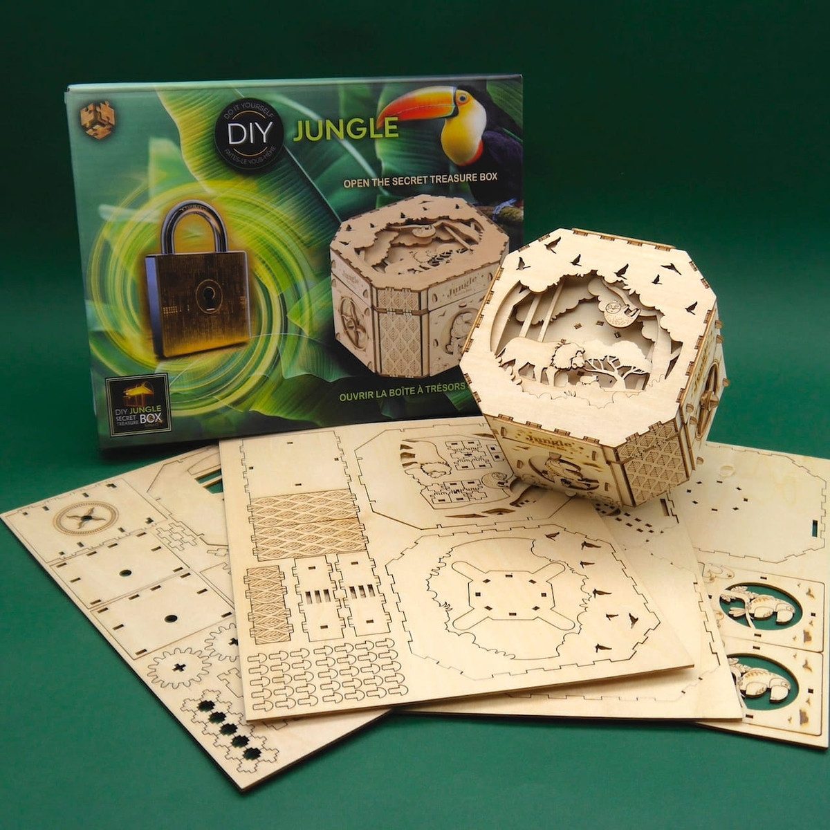 Bartl Spiel JUNGLE BOX - schöne DIY-Secret Box, Geschenkverpackung, Knobelspiel