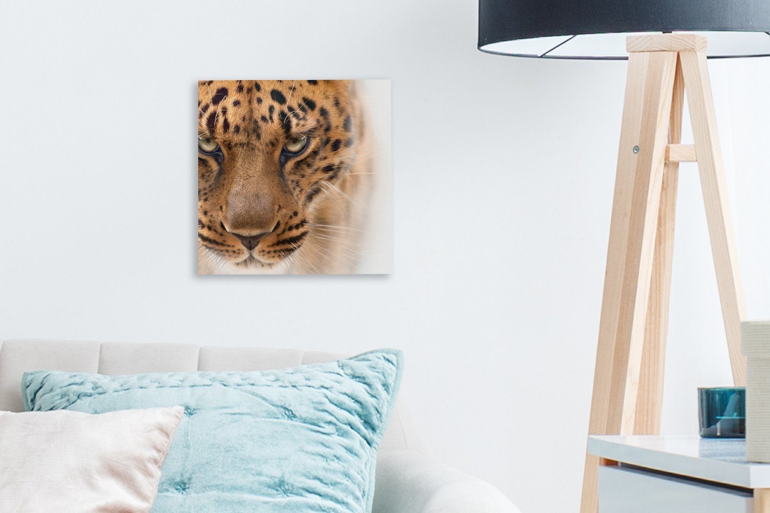 Leopard Augen, OneMillionCanvasses® Leinwandbild - - für Porträt Wohnzimmer St), (1 Leinwand Schlafzimmer Bilder