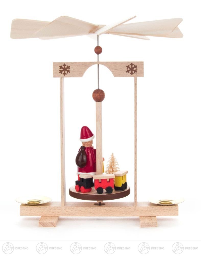 Eisenbahn und Erzgebirge Mini-Pyramide d=10mm, Kerzen Ruprecht mit mit Eisenbahn, Dregeno Weihnachtsmann Weihnachtspyramide für Pyramide