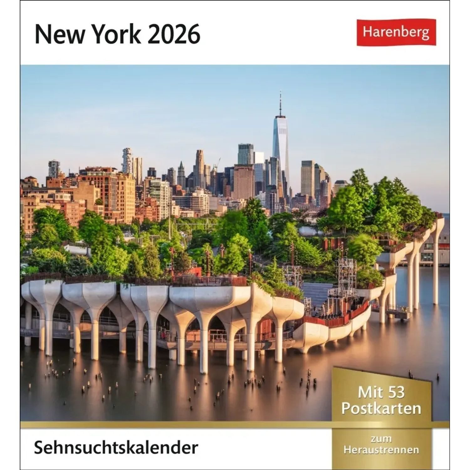 Harenberg Kalender Verlag Wandkalender New York Sehnsuchtskalender 2026 - Wochenkalender mit 53 Postkarten