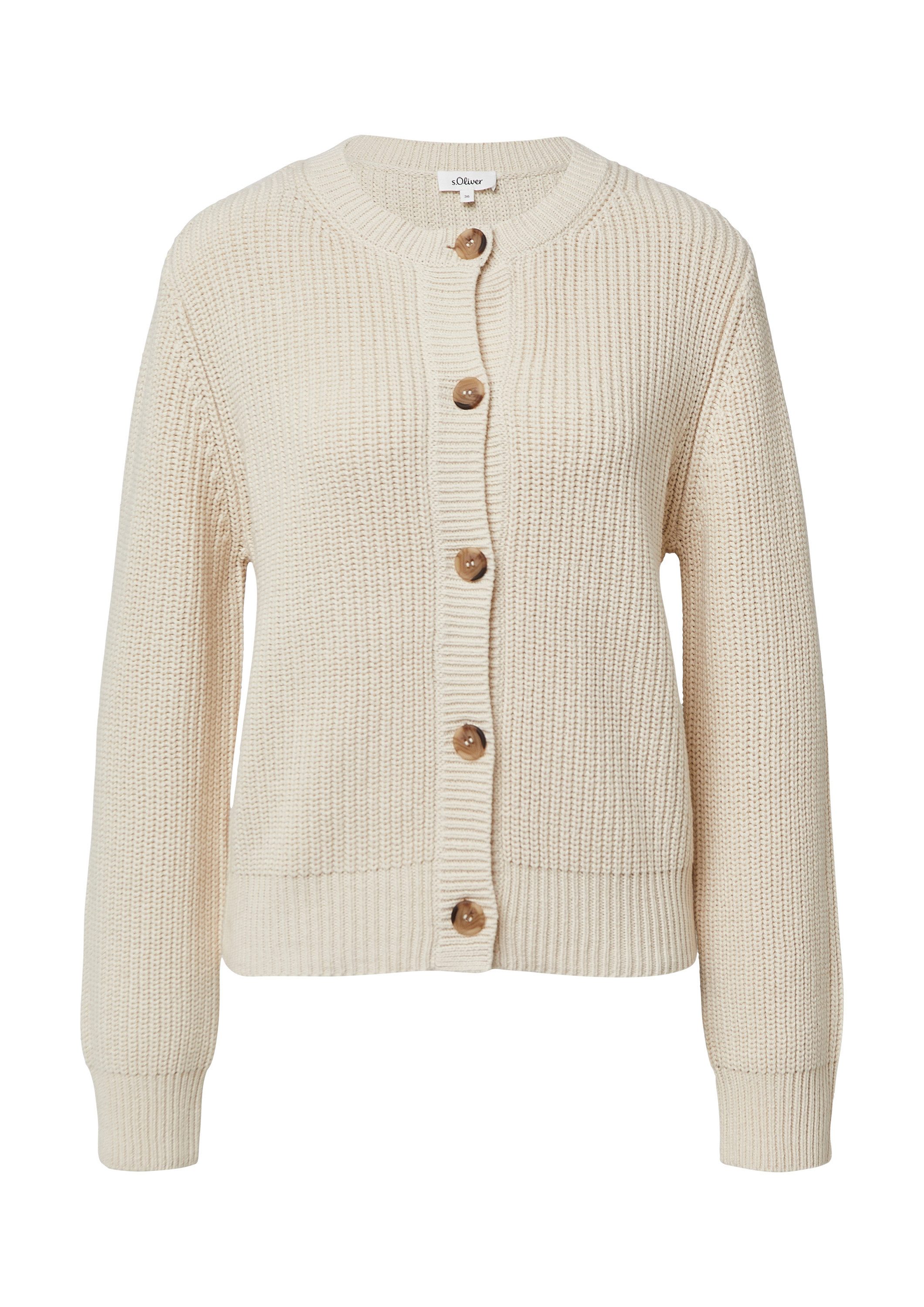 s.Oliver Cardigan Strickjacke Cardigan aus Baumwollmix in Ripp-Optik günstig online kaufen
