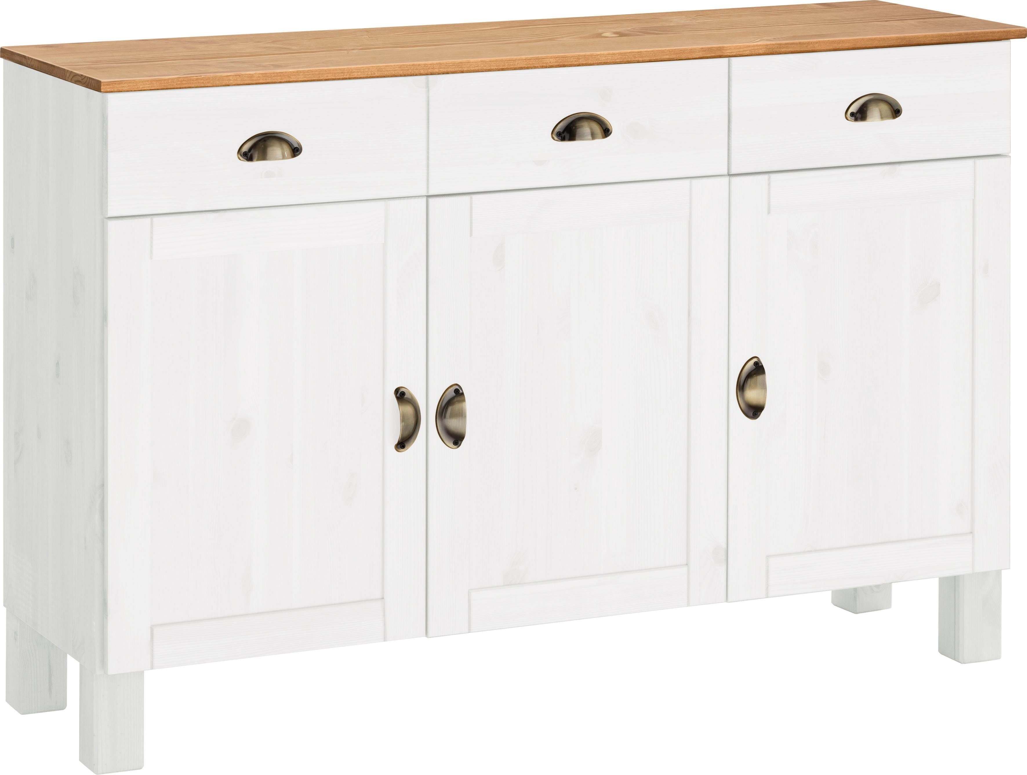 Home affaire Unterschrank Oslo 125 cm breit, 38 cm tief, als Sideboard, 3 Türen, 2 Schubladen