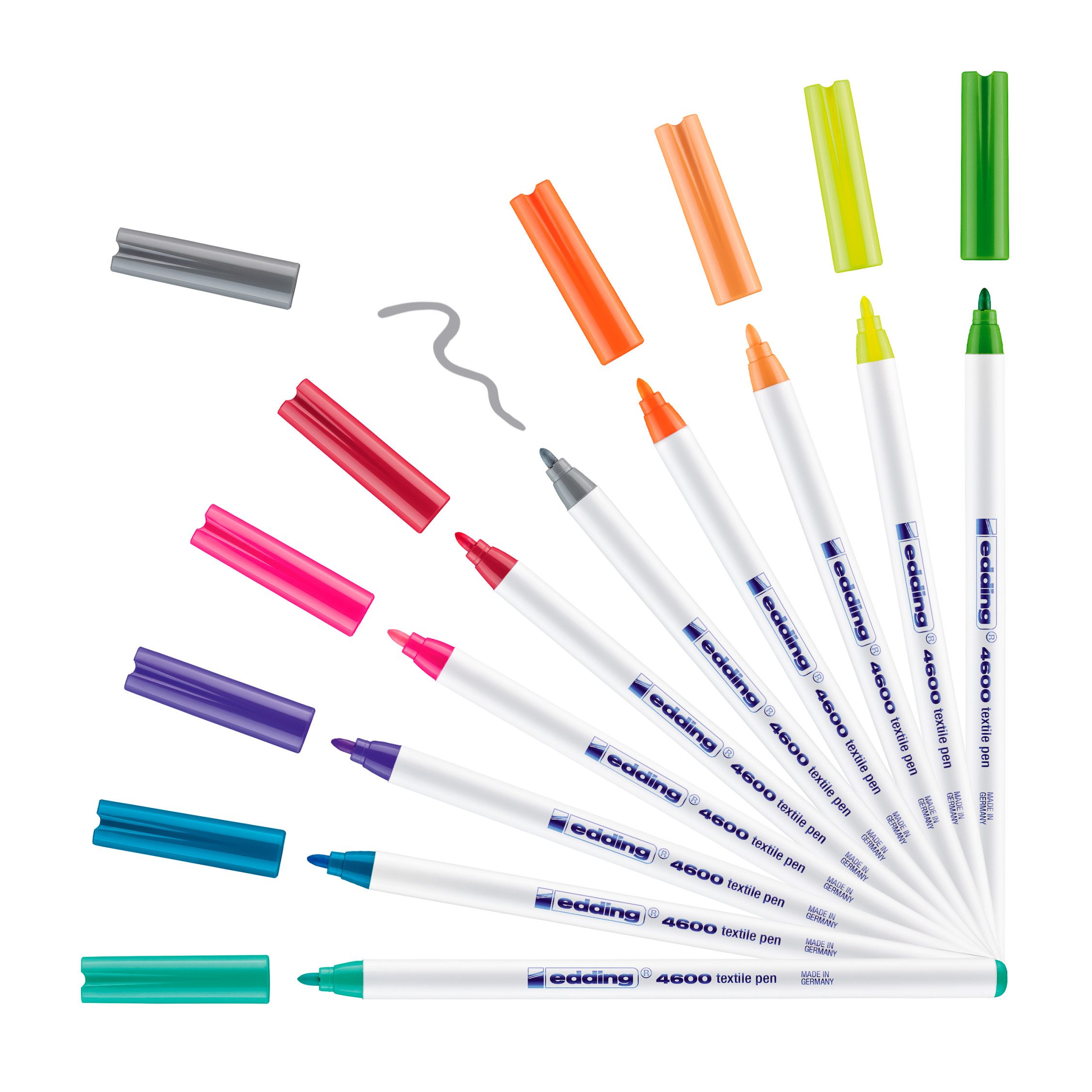 edding Textilmarker Textilstifte Set Brilliant Colours 4600, 10er-Set