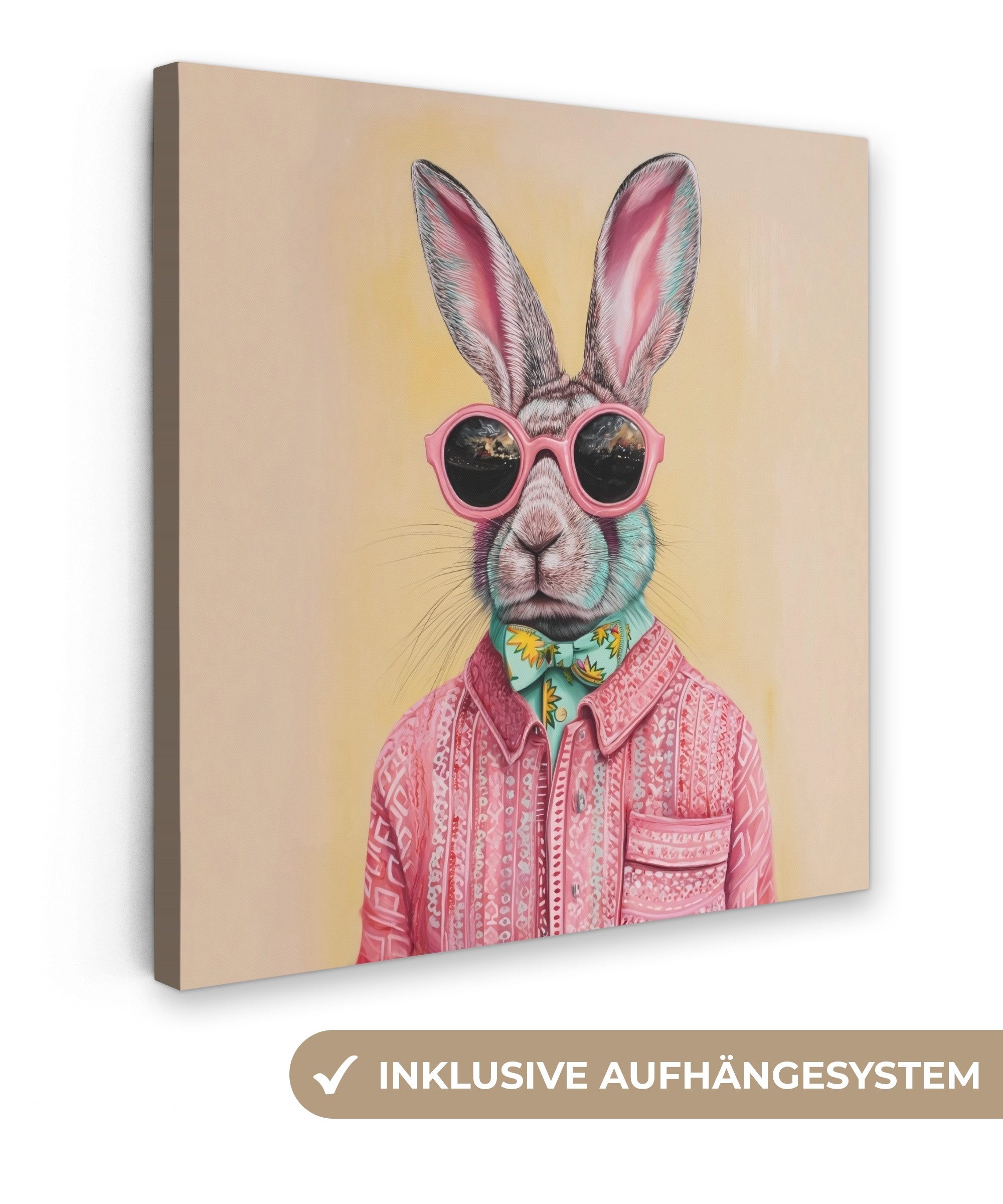 OneMillionCanvasses® Leinwandbild Grau - Kaninchen - Bluse - Fliege, Fotodr günstig online kaufen