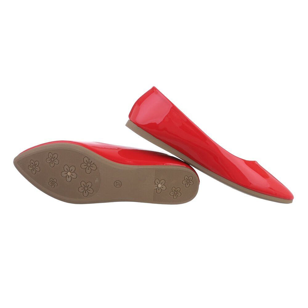 Ital-Design Damen Schlupfschuhe Freizeit Ballerina Flach Klassische Ballerinas in Rot