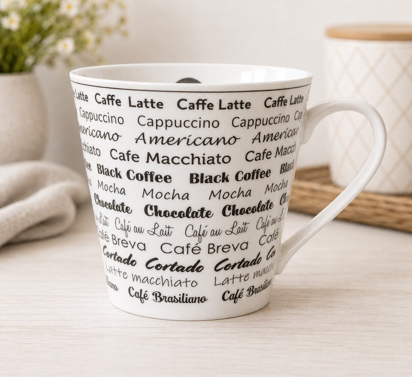 Krasilnikoff Cappuccinotasse Happy Cup Porzellan Kaffeebecher 400 ml Tasse Cappuccinotasse, Kaffeebecher Porzellan Füllmenge ca. 400 ml Höhe ca. 9 cm