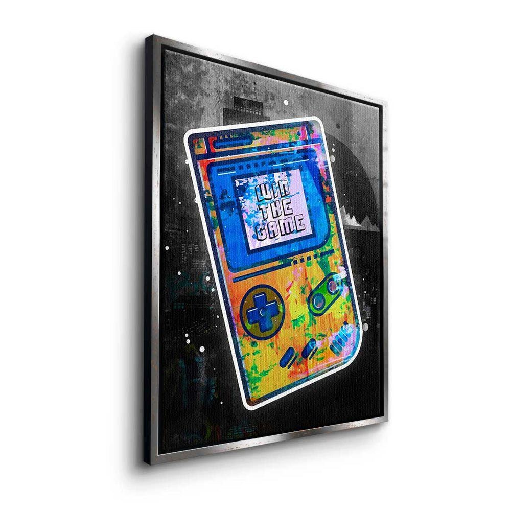 Rahmen - Game - Premium Leinwandbild, - Er Pop Art Win silberner DOTCOMCANVAS® - Motivationsbild The Leinwandbild