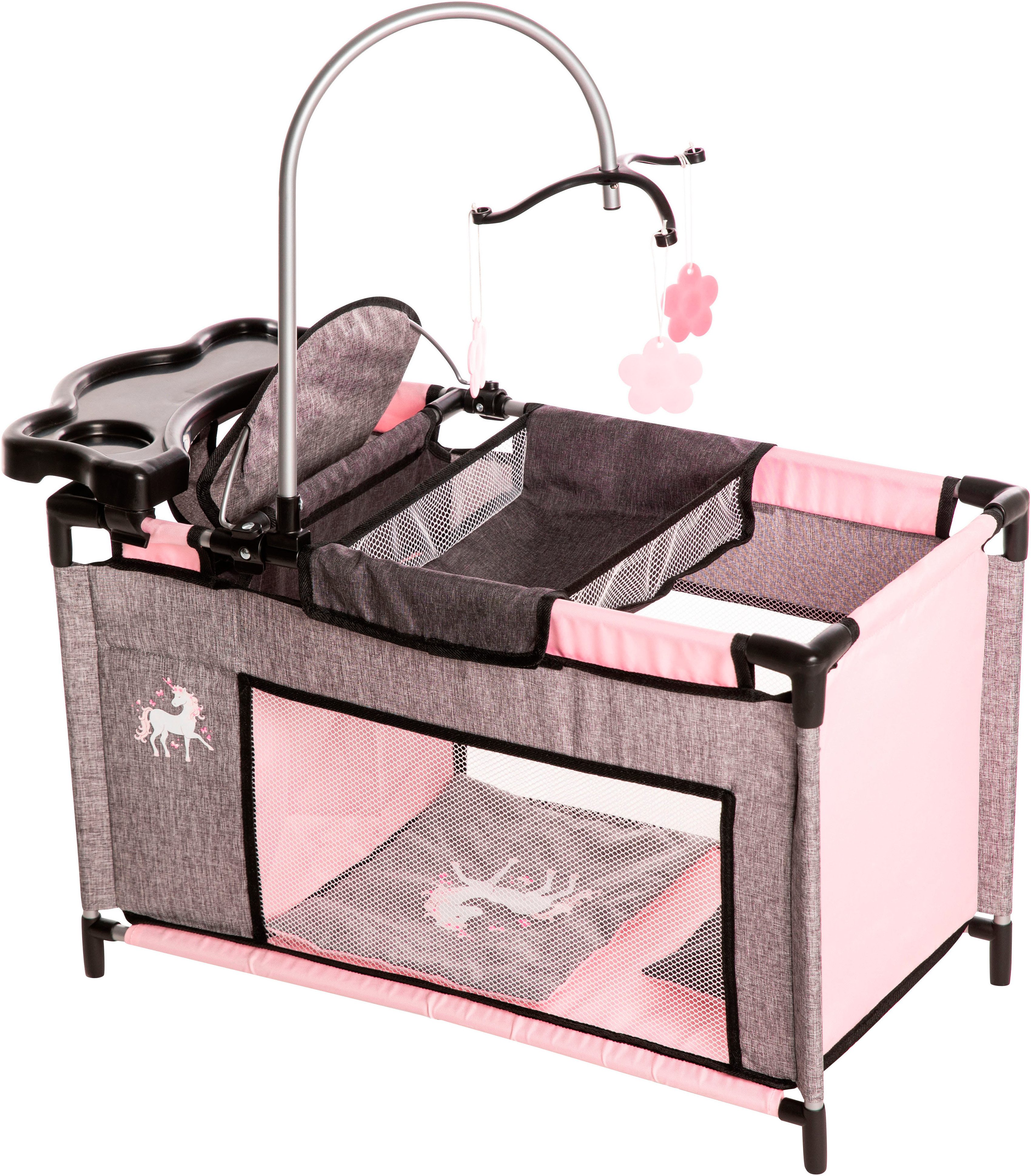 Bayer Puppenbett Puppenmultibett, grau/rosa, Mit integriertem günstig online kaufen