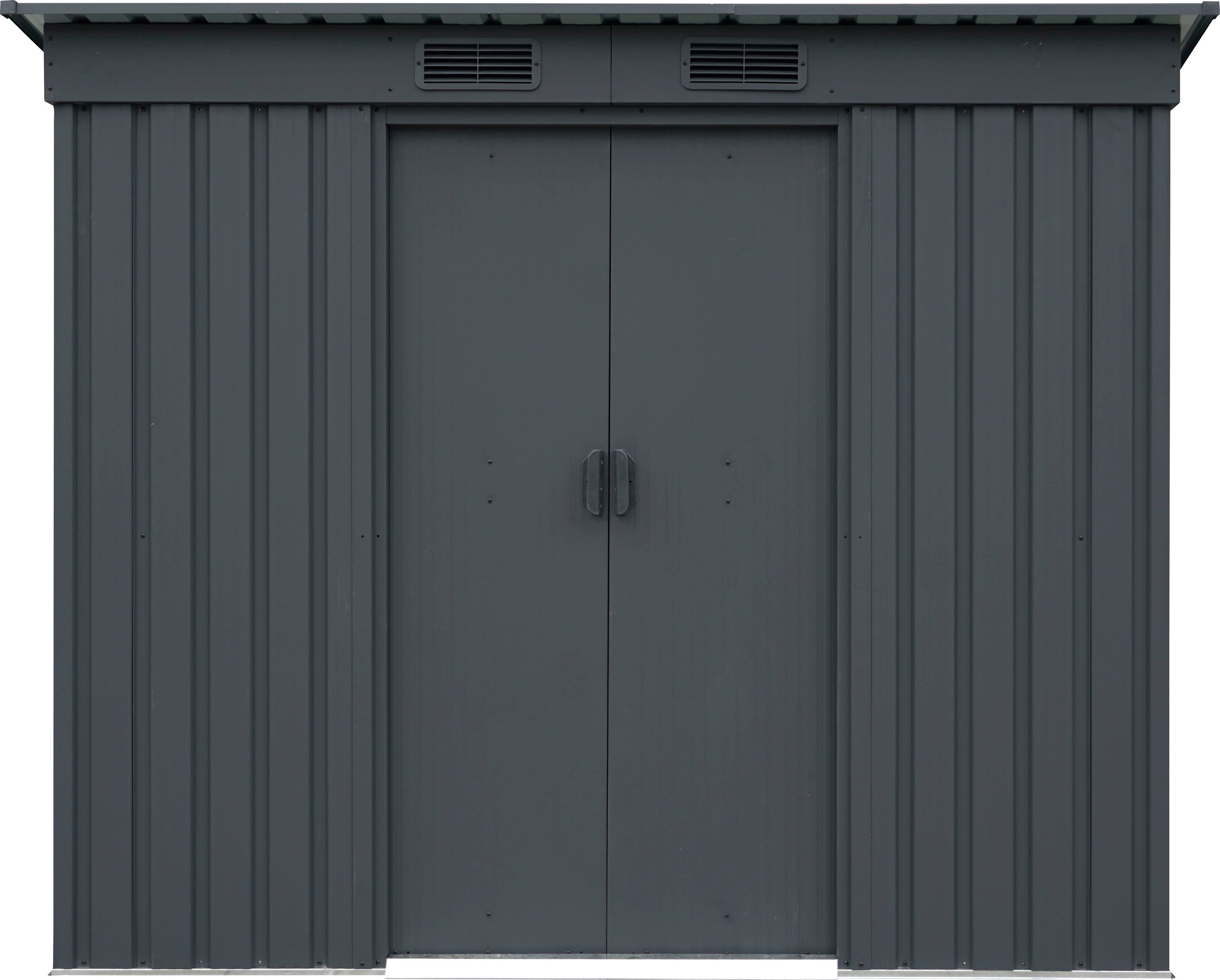 Pergart Gerätehaus Leipzig II 84c, BxT: 205x98 cm, aus verzinktem und lackiertem Stahlblech, mit Pultdach