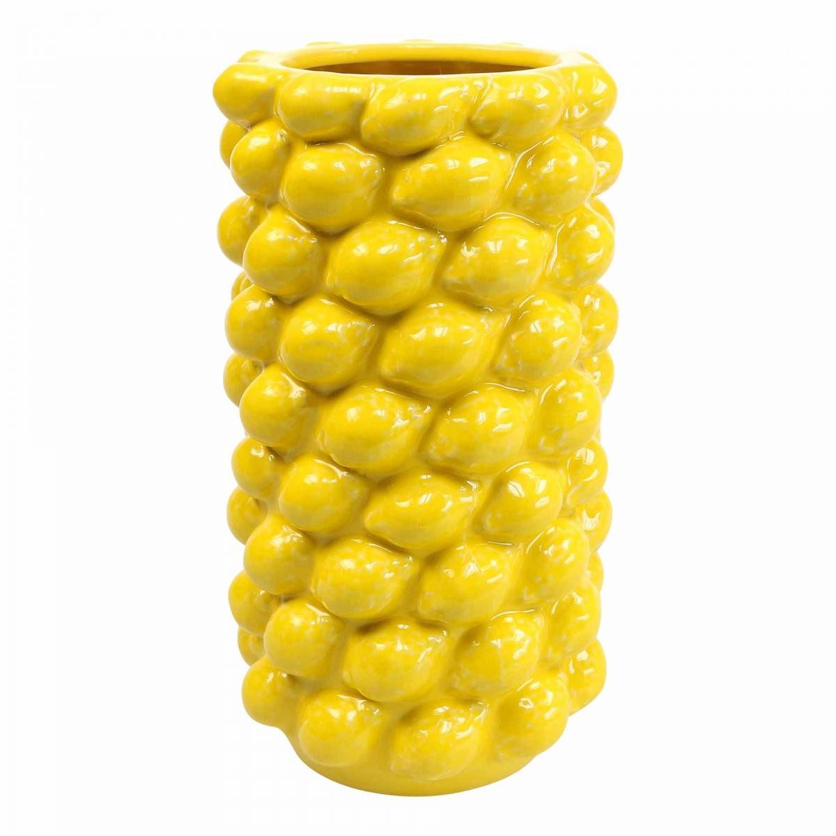 DIJK Übertopf Zitronenvase Gelb Vase Sommerdeko Ø15cm H30cm
